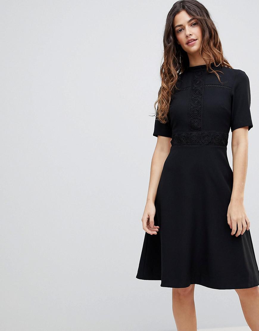 oasis high neck midi dress black