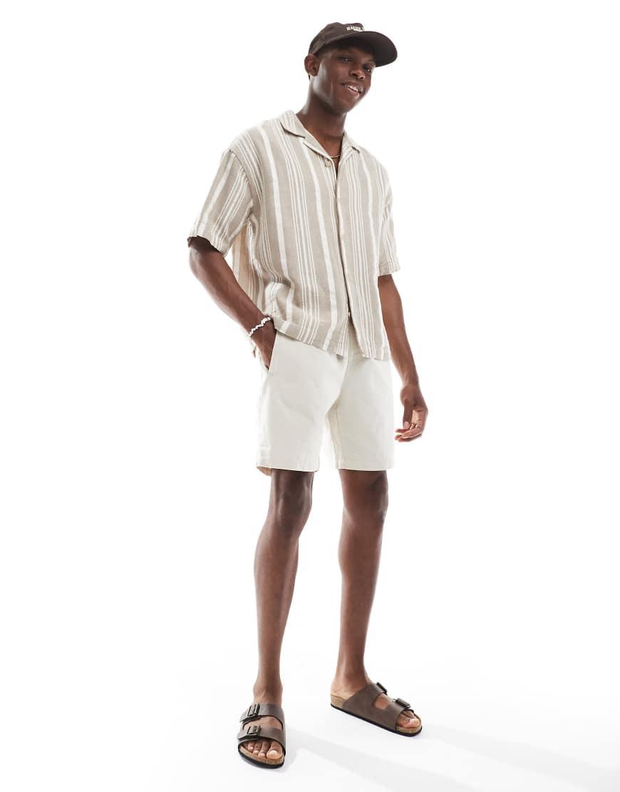River Island Linen Look Pull On Shorts in Black for Men Lyst UK