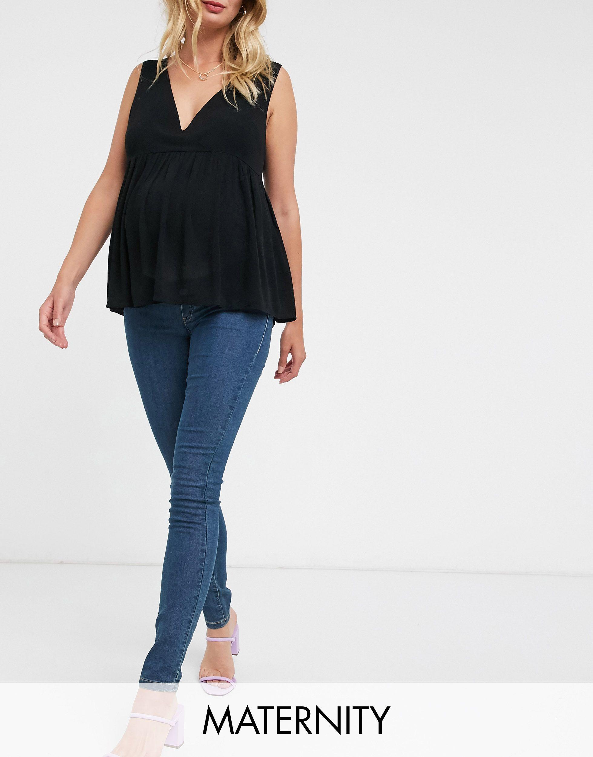 Mama.licious Mamalicious Maternity Over The Bump Skinny Jeans in Blue |  Lyst Australia