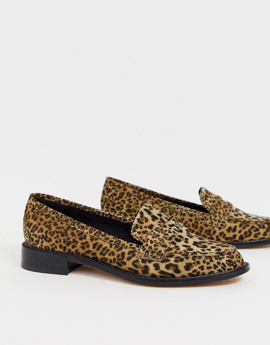 leopard print flat loafers