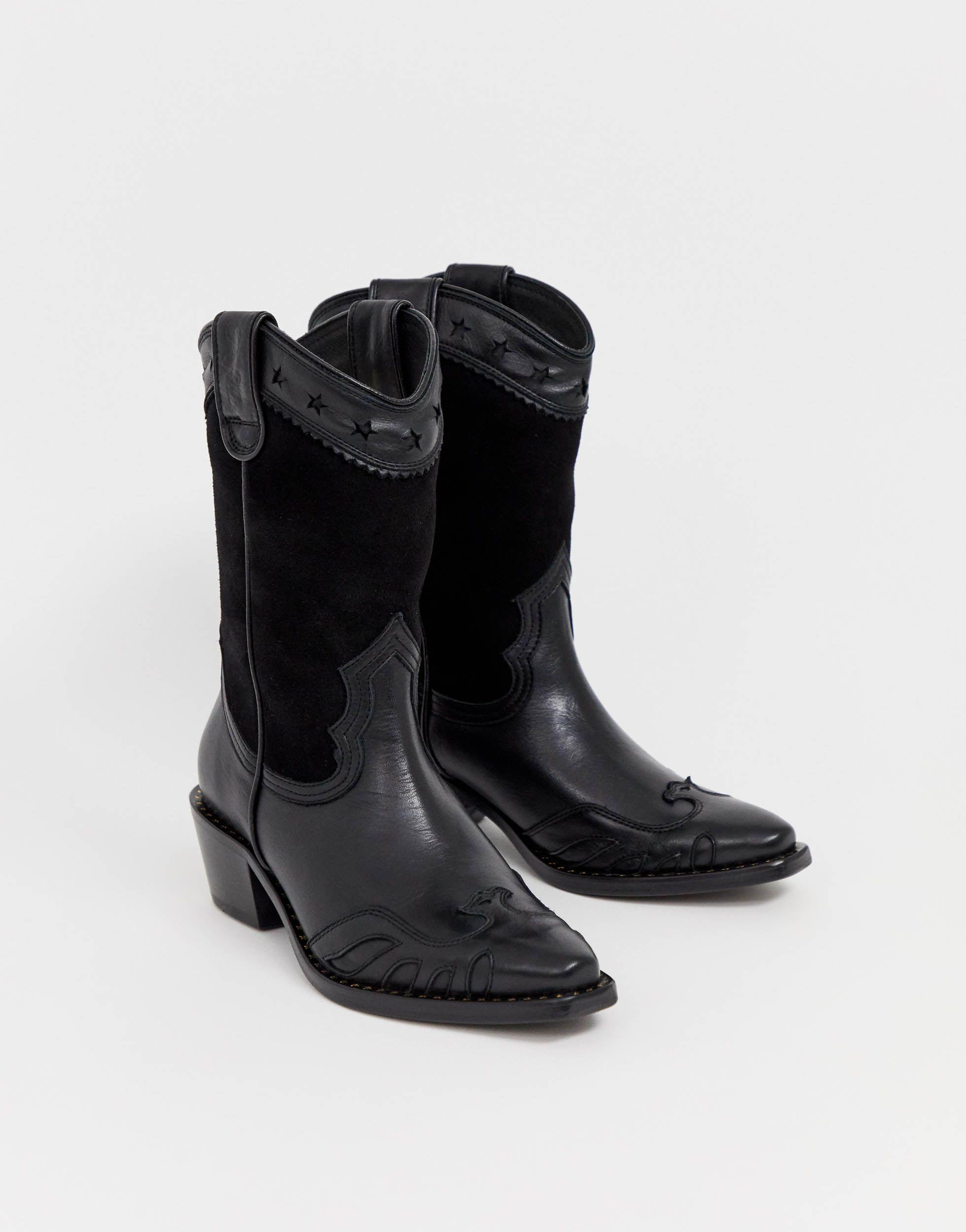 Buffalo London Gerda Western Cowboy Boots in Black | Lyst