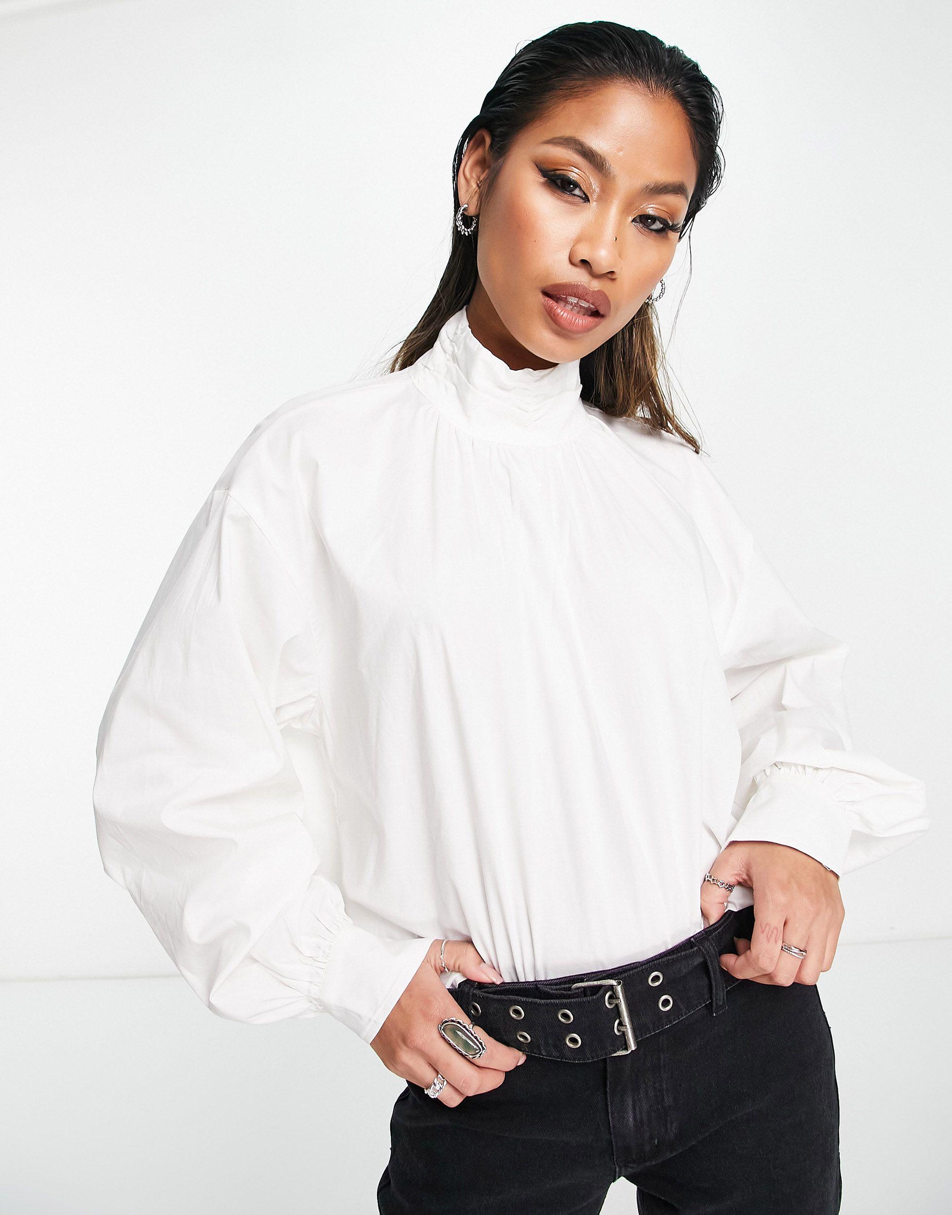 X naomi anwer - blouse à col montant Something New en coloris Blanc | Lyst