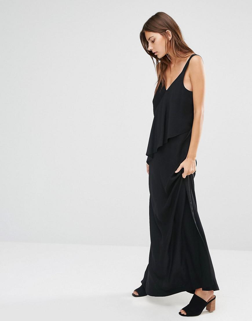 warehouse v neck crepe maxi dress