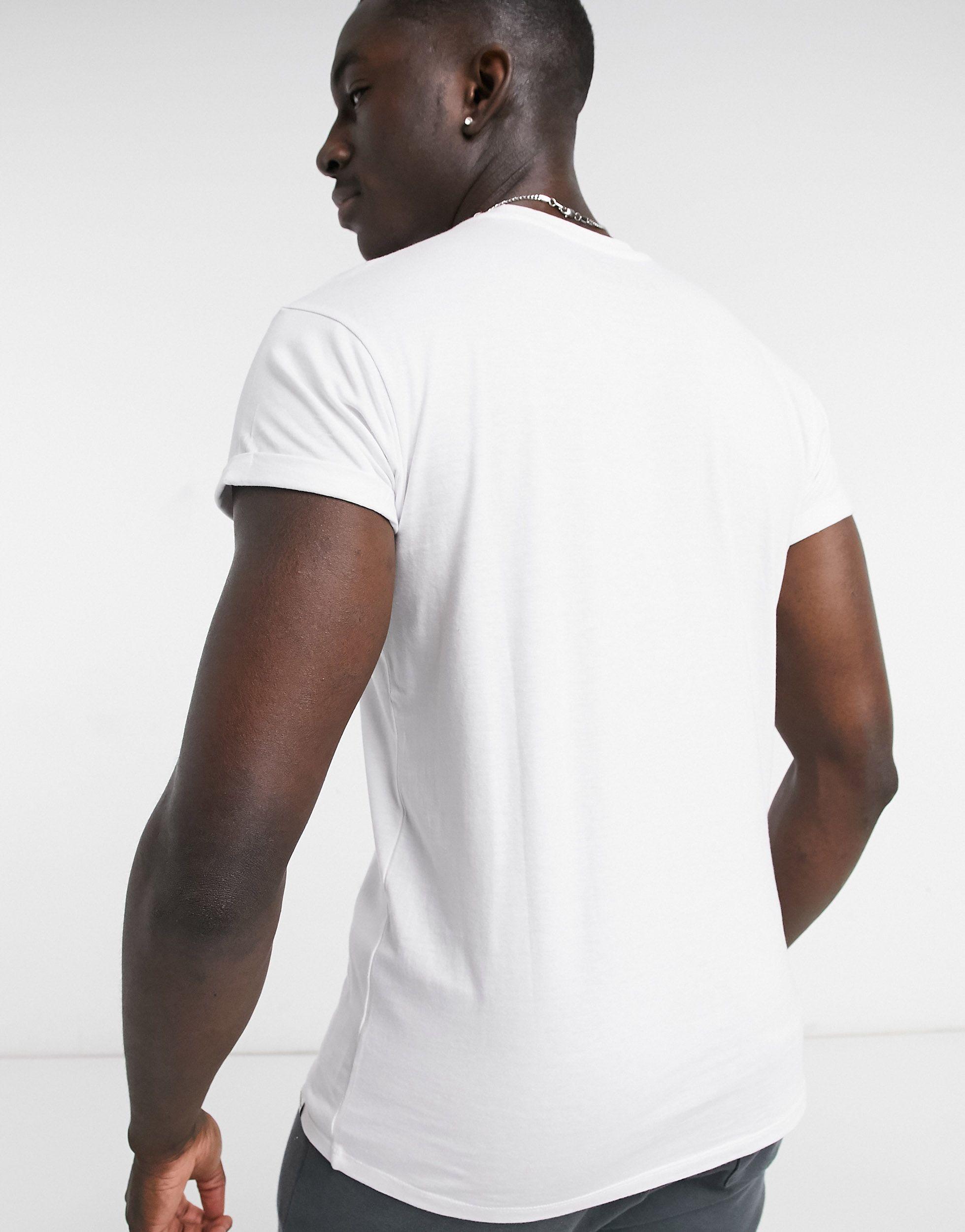 Pull&Bear Muscle Fit T-shirt in White for Men | Lyst