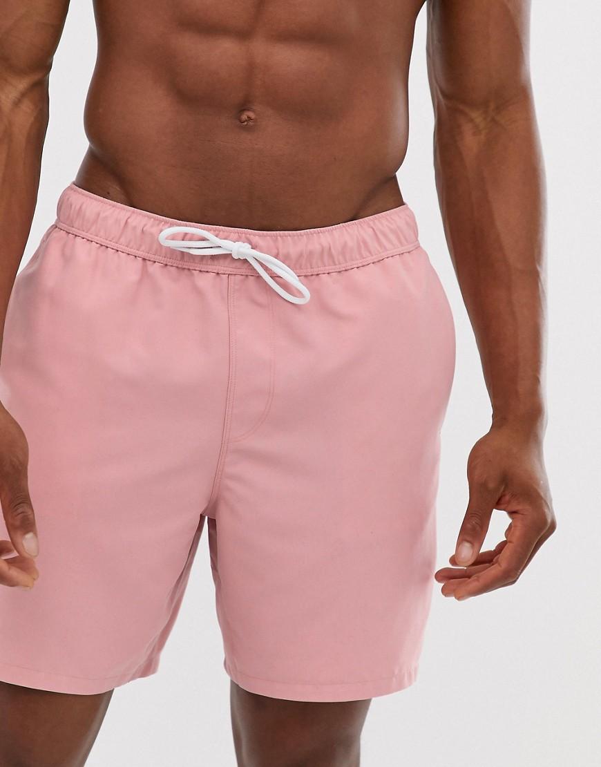 ASOS Swim Shorts In Light Pink Mid Length in Pink for Men Lyst