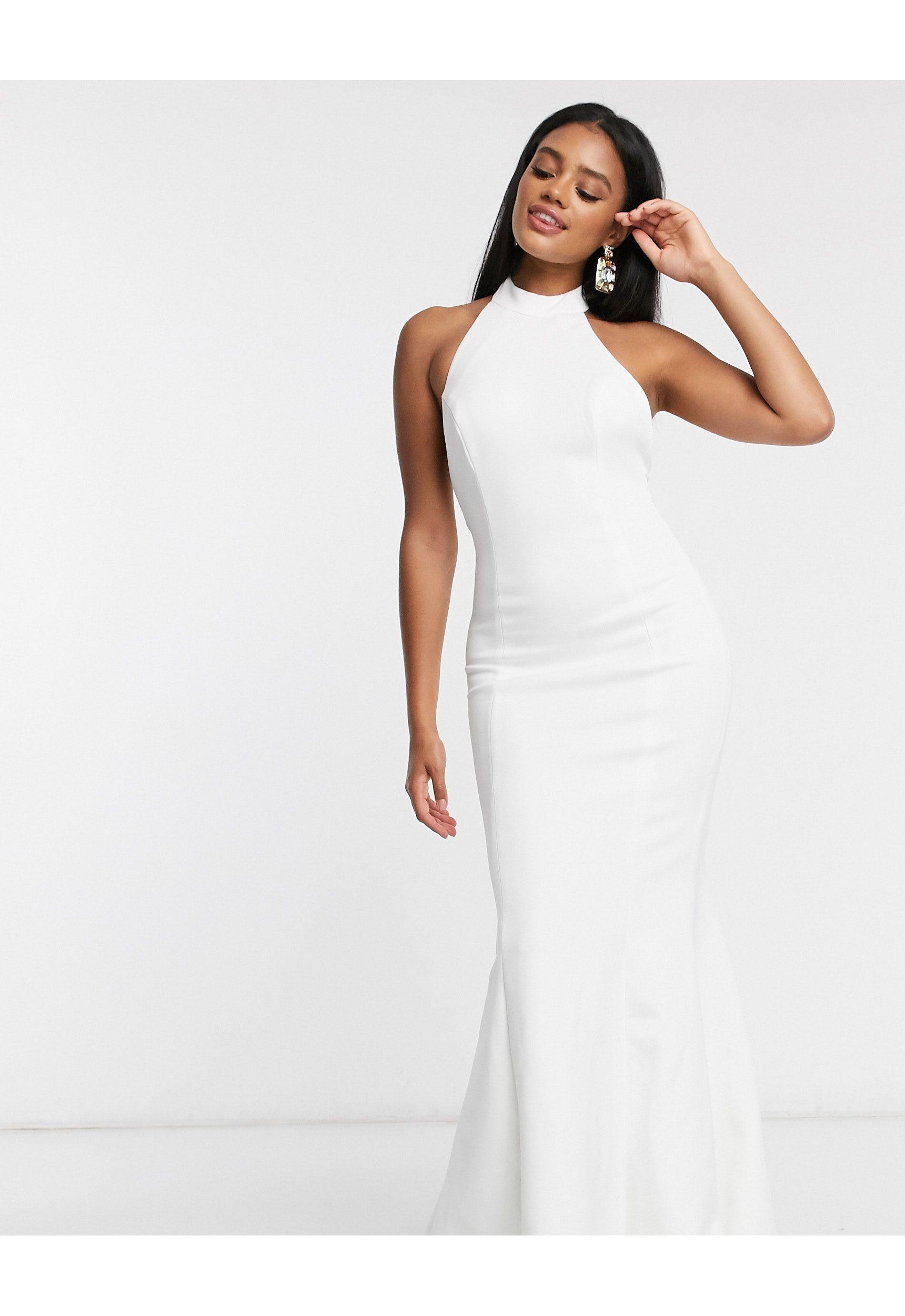 Black Label Backless Halter Neck Fishtail Maxi Dress