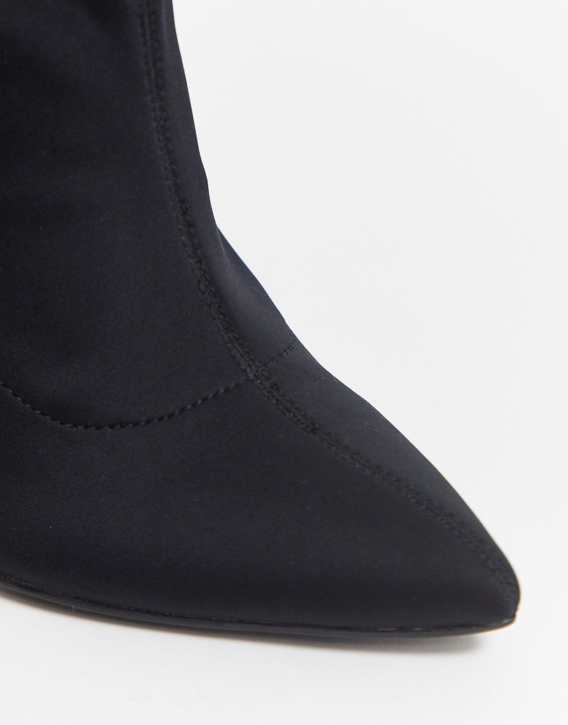 kitten heel sock boots black