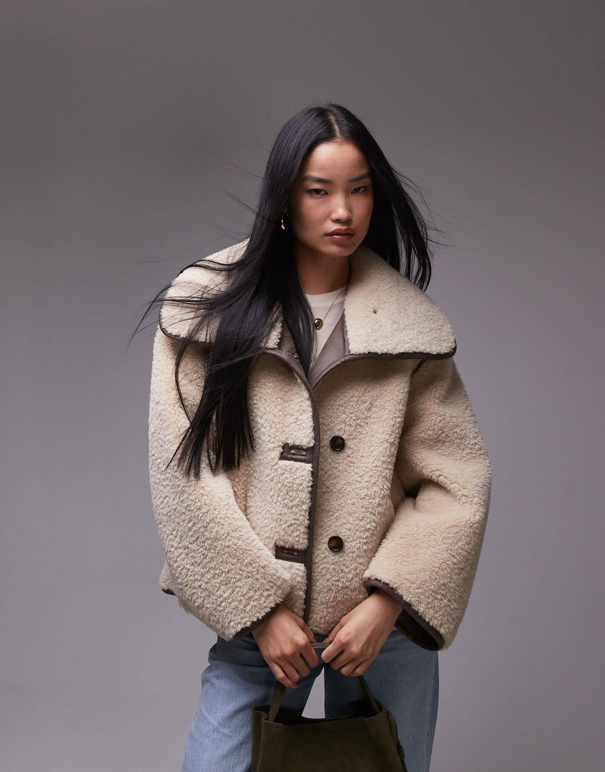 ARKET Oversized Faux Shearling Jacket In Gray Lyst arket-oversized-faux-shearling-jacket-in-gray-lyst