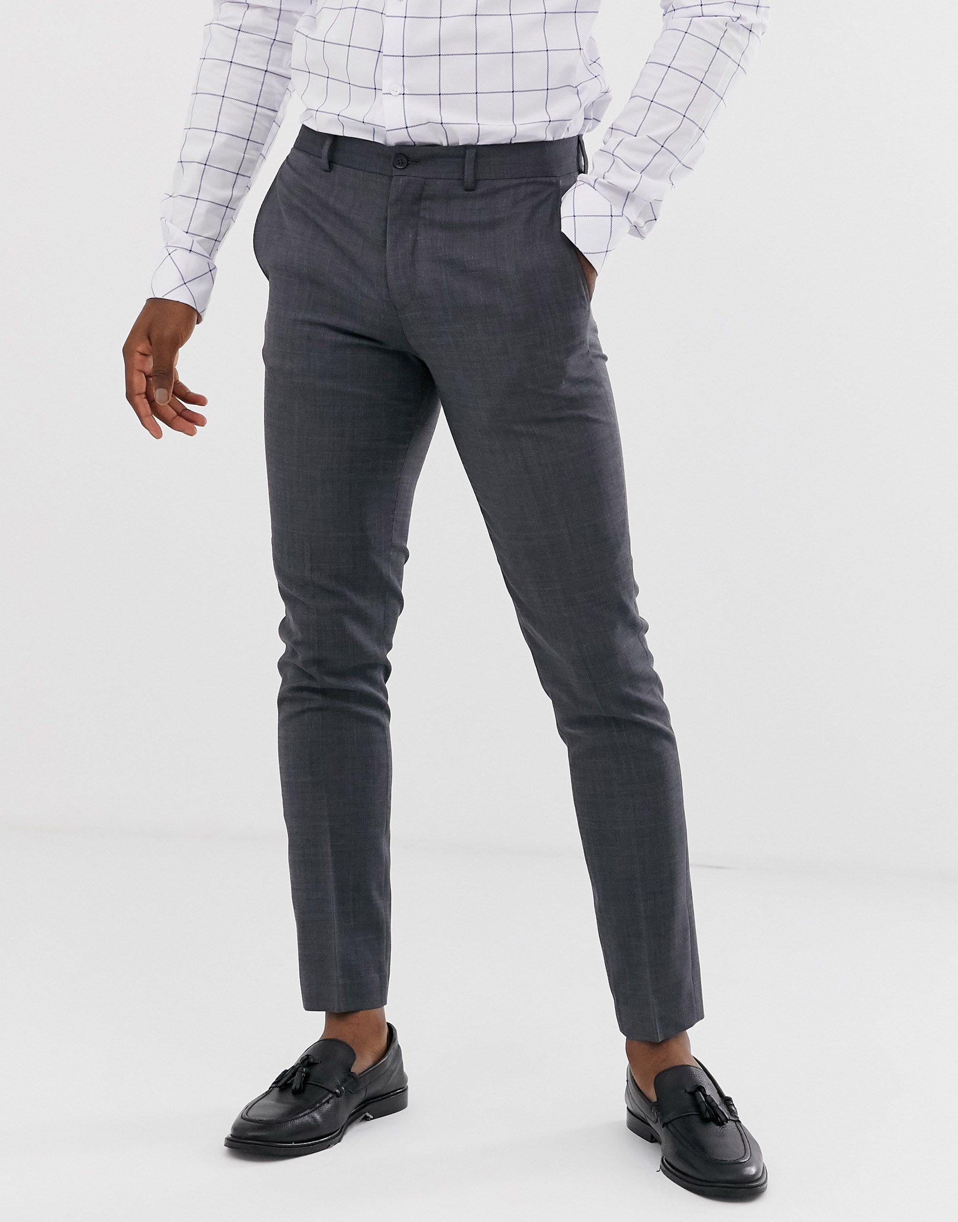 Jack & Jones Denim Premium Super Slim Fit Stretch Suit Trousers in Gray for  Men - Lyst