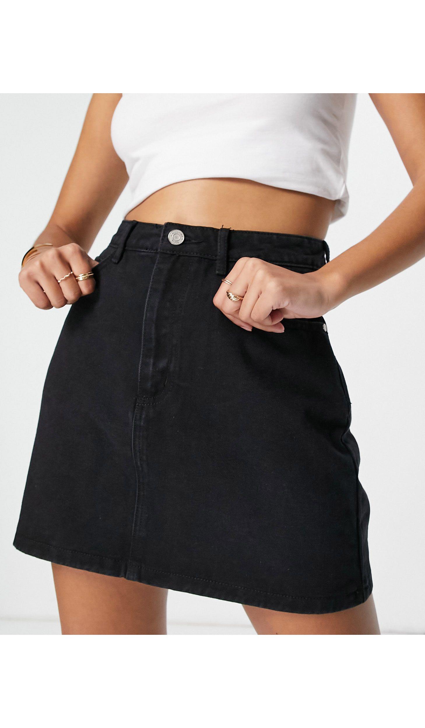 black denim mini skirt
