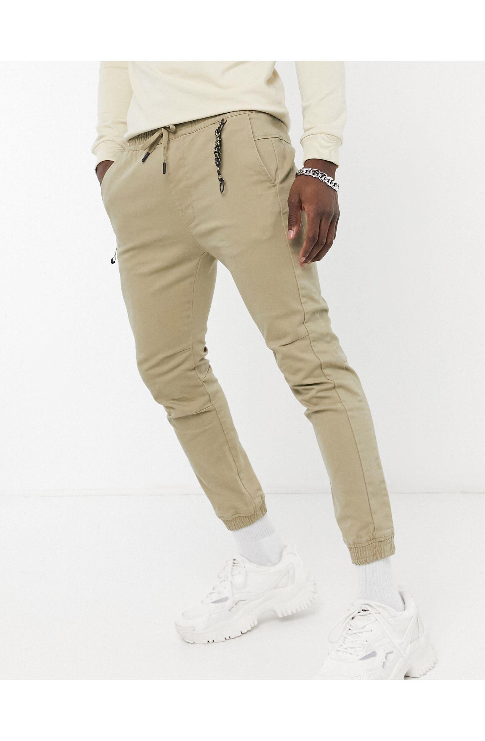 Joggers stile chino color beigePull\u0026Bear in Denim da Uomo colore Neutro |  Lyst