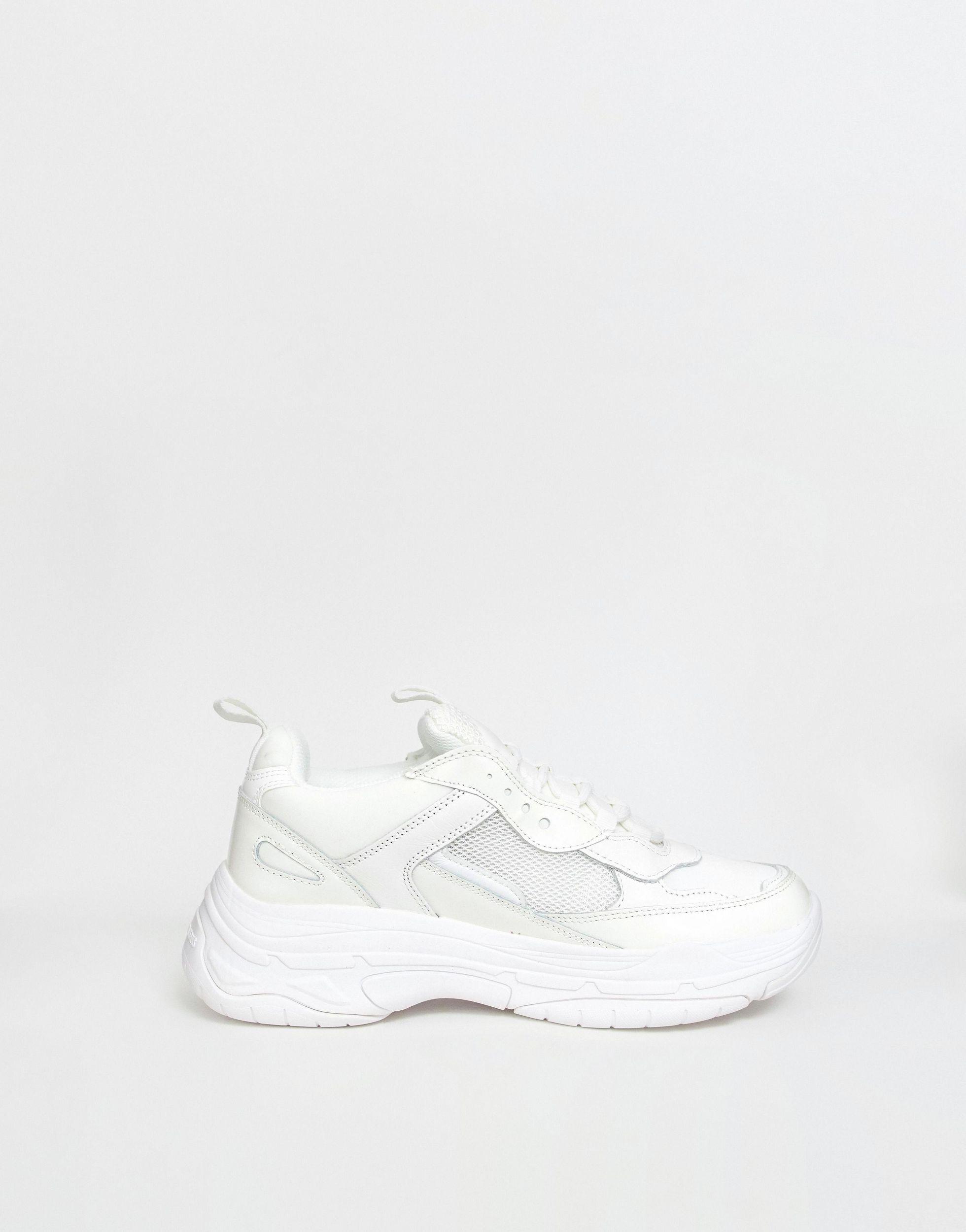 Calvin Klein Denim Marvin Chunky Trainers in White for Men | Lyst