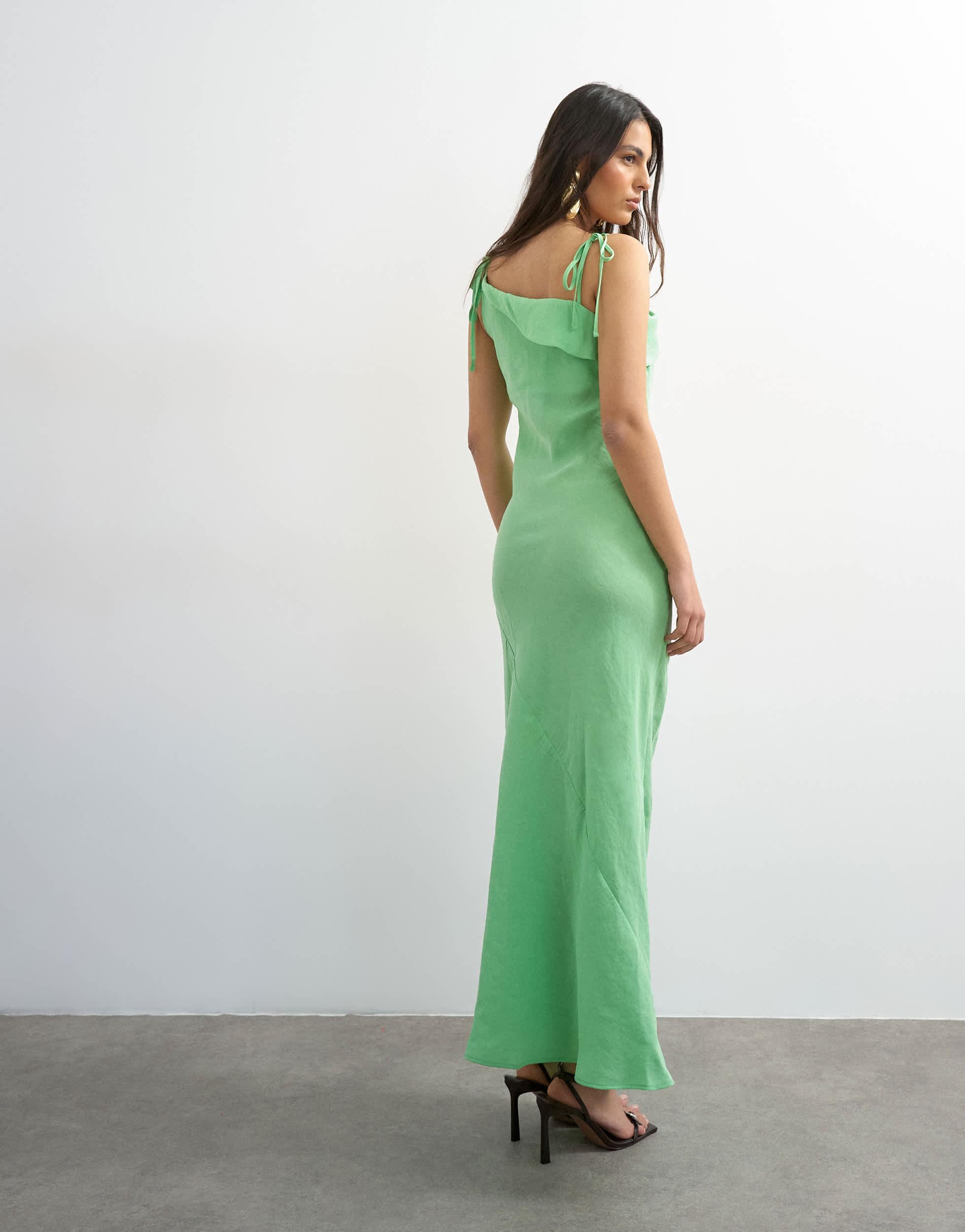 green emerald velvet dress Rent Topshop Ruched Acid Print Midi Dress In Lime