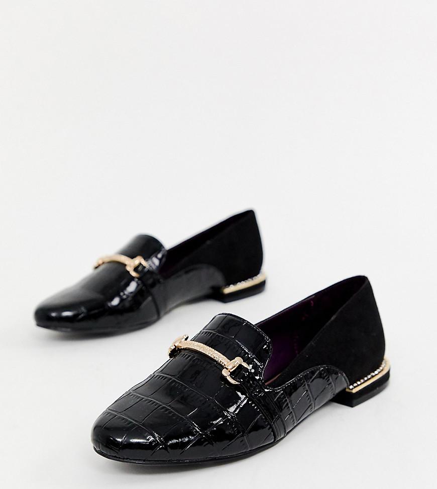 River Island Denim Loafers Met Gouden Gesp In Zwart in het Zwart - Lyst