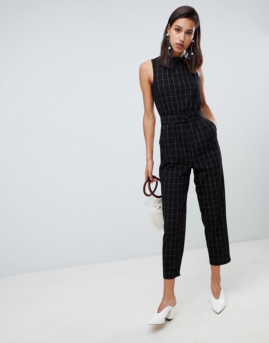 Vero Moda Check Tailored Jumpsuit in Black - Lyst