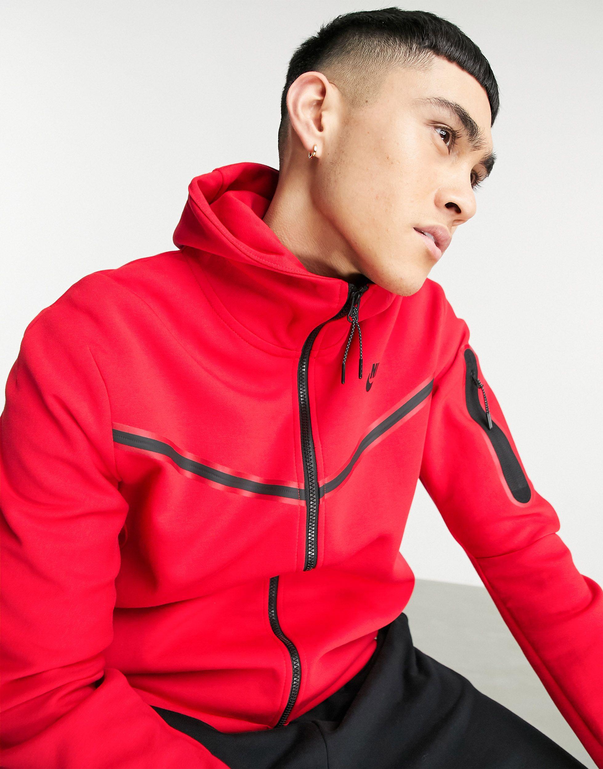 Hij Tarief Omhoog gaan Nike Tech Fleece Full Zip Hoodie in Red for Men | Lyst