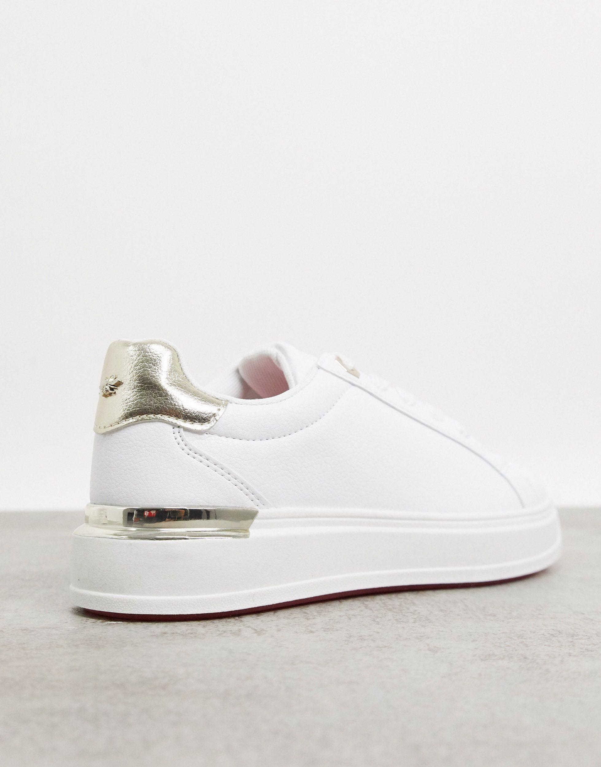 River Island Neon Sole Trainer With Gold Trim in White | Lyst