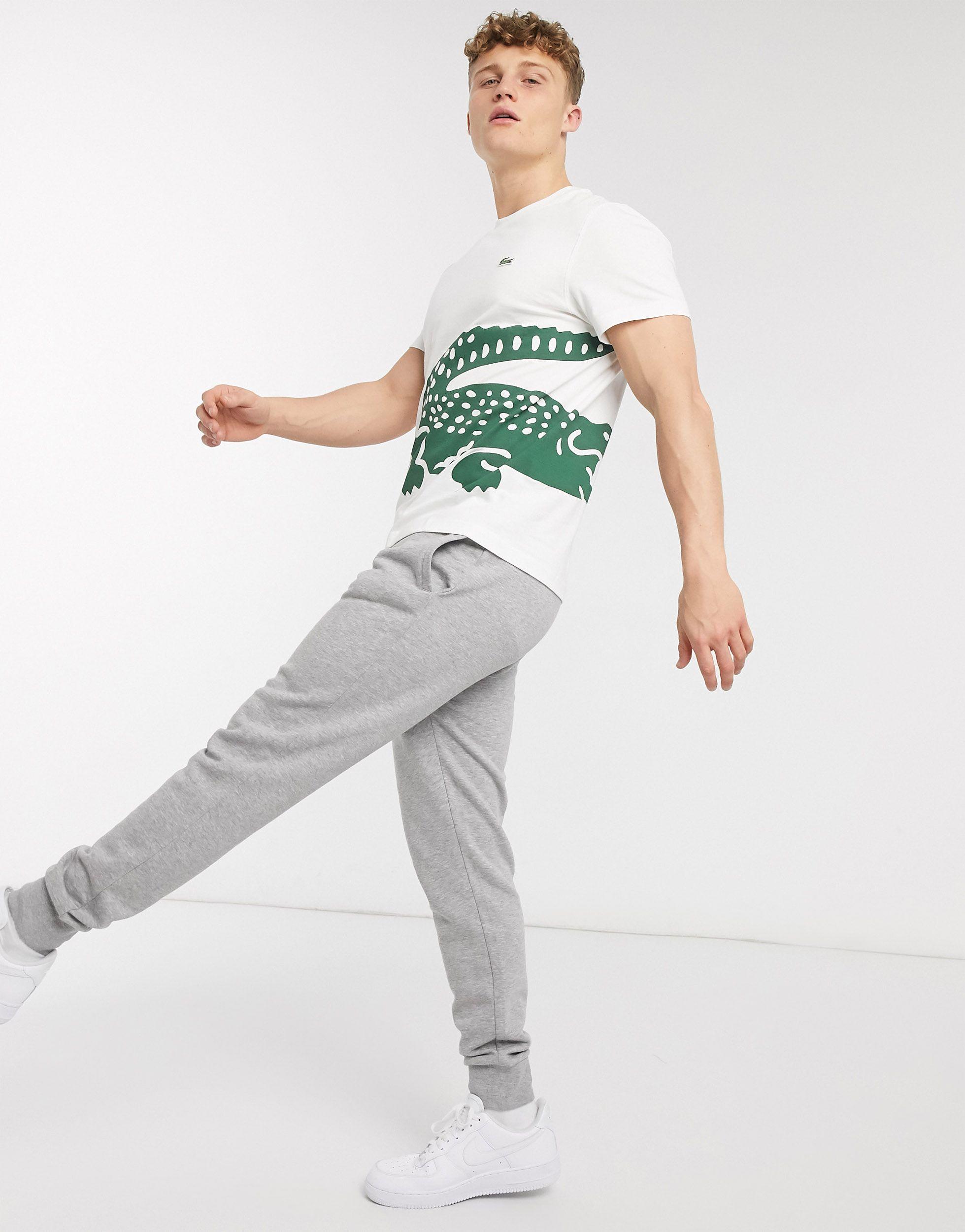 Lacoste Large Croc Logo Pima Cotton T-shirt in White for Men | Lyst