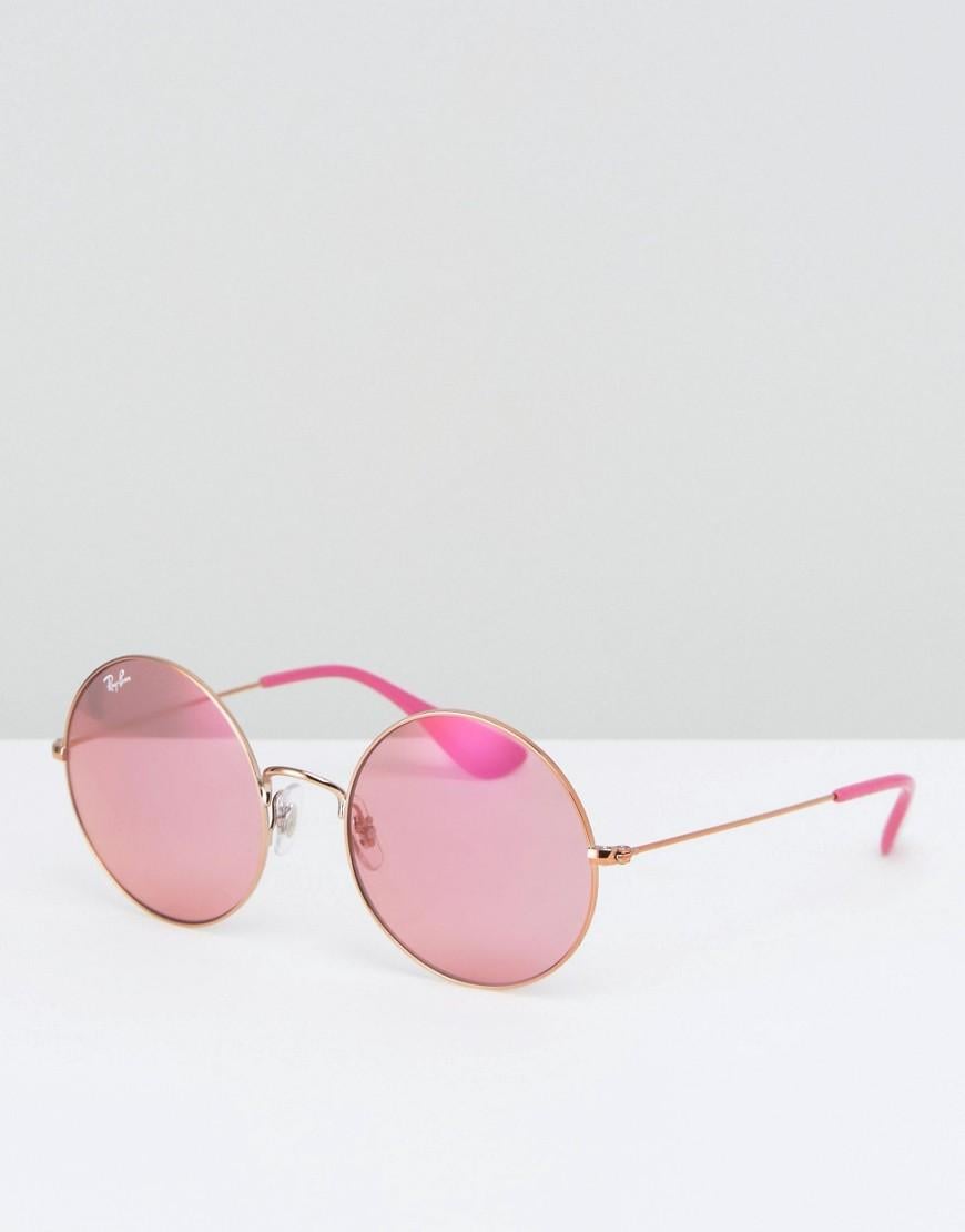 Ray-Ban Ray Ban Oversized Round Pink Sunglasses | Lyst Australia