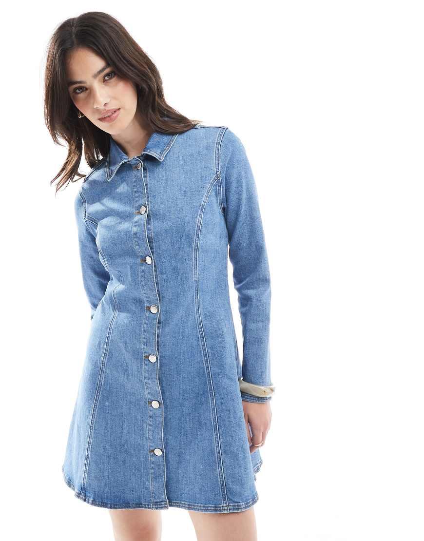 women's denim shift dress The highstockau stretch denim mini dress Shop Over 200+ Sheath Color:Steel Grey