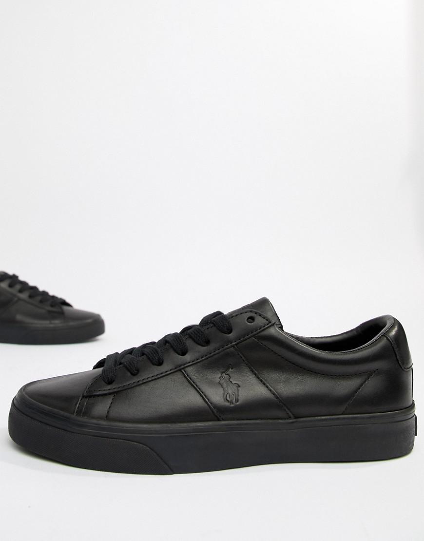 polo ralph lauren sayer leather trainers in black