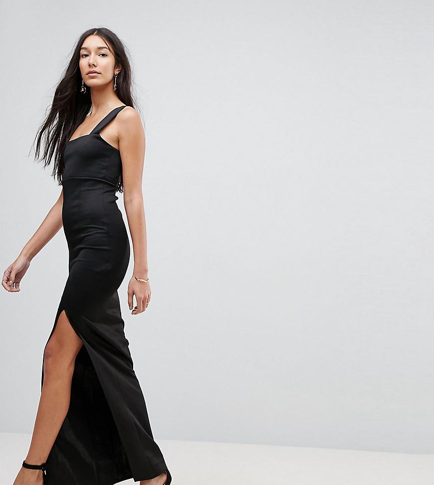 black square neck maxi dress