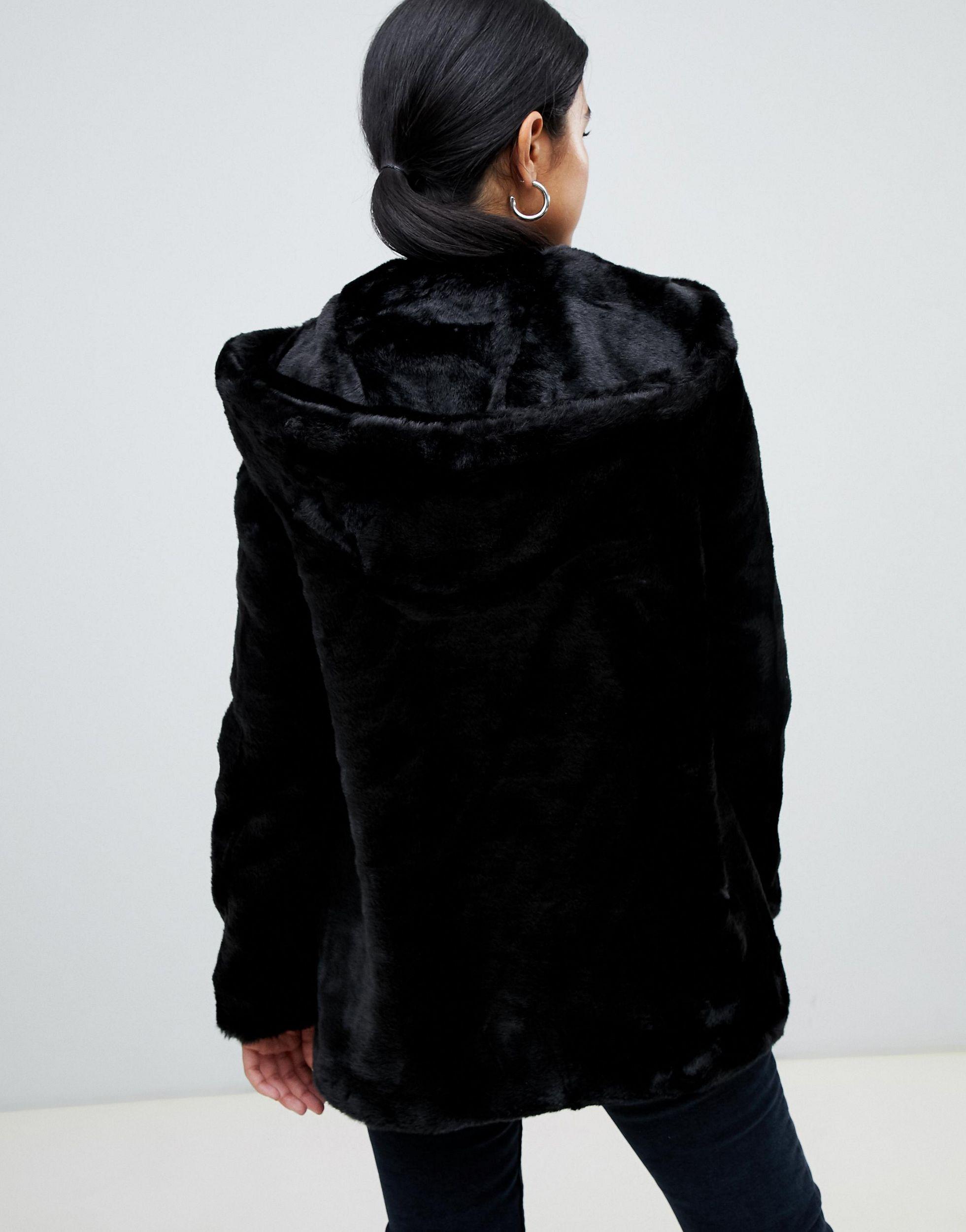 Manteau fausse fourrure à capuche Jean Pimkie en coloris Noir - Lyst