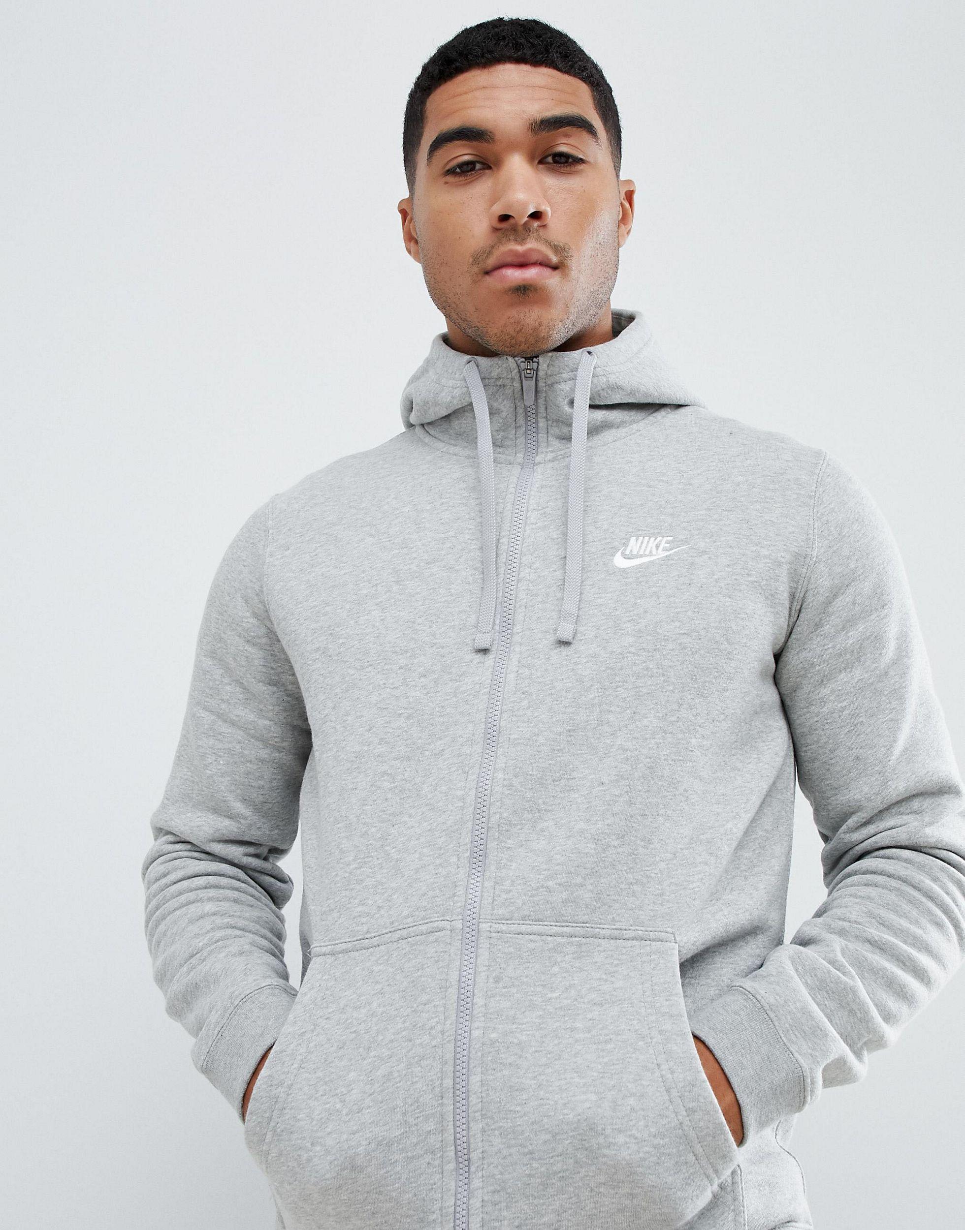 Nike Cotton Club Zip Hoody in Grey 