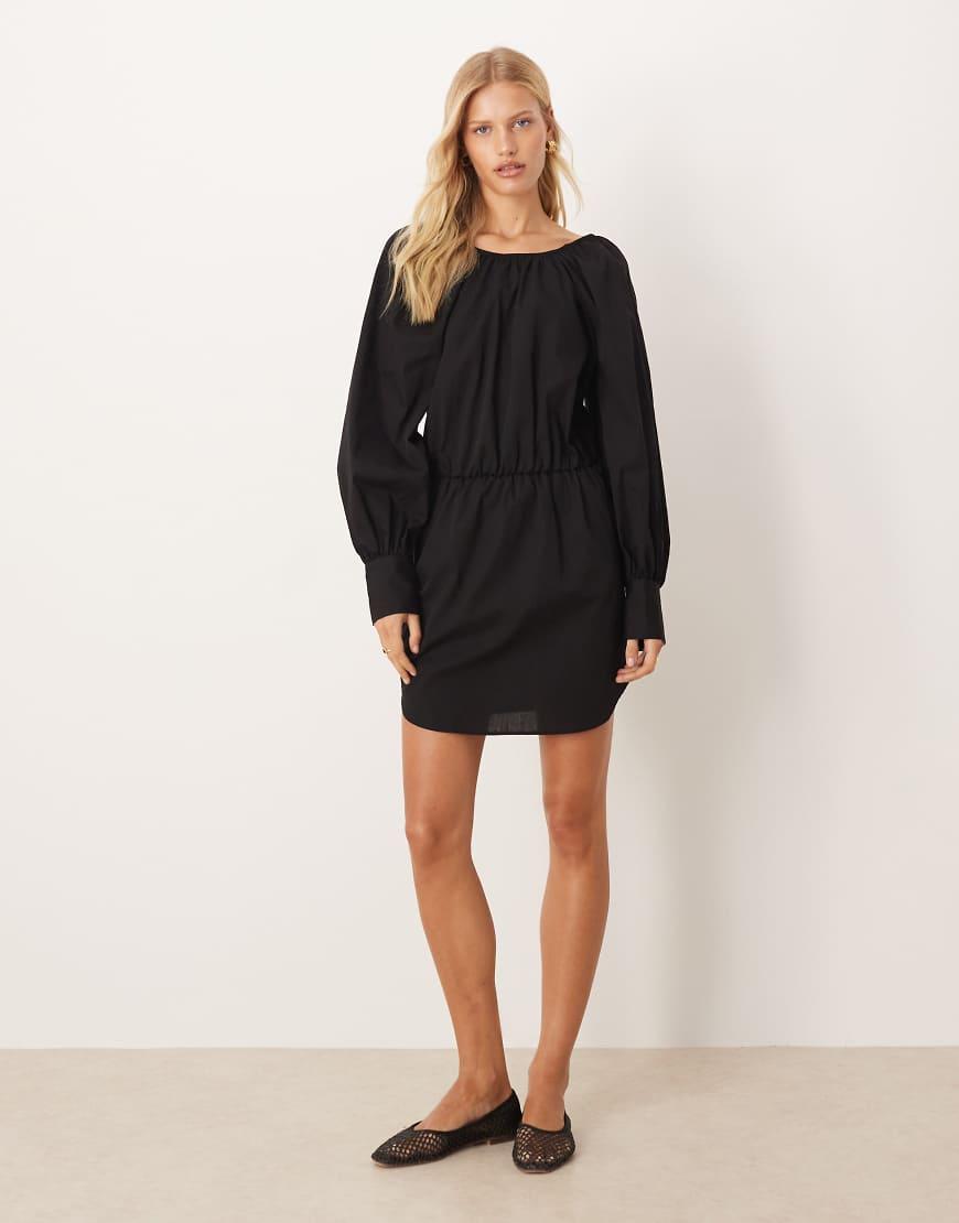 Vestidos Asos Vestido Negro De Algodon Corto Vestidos En Negro De