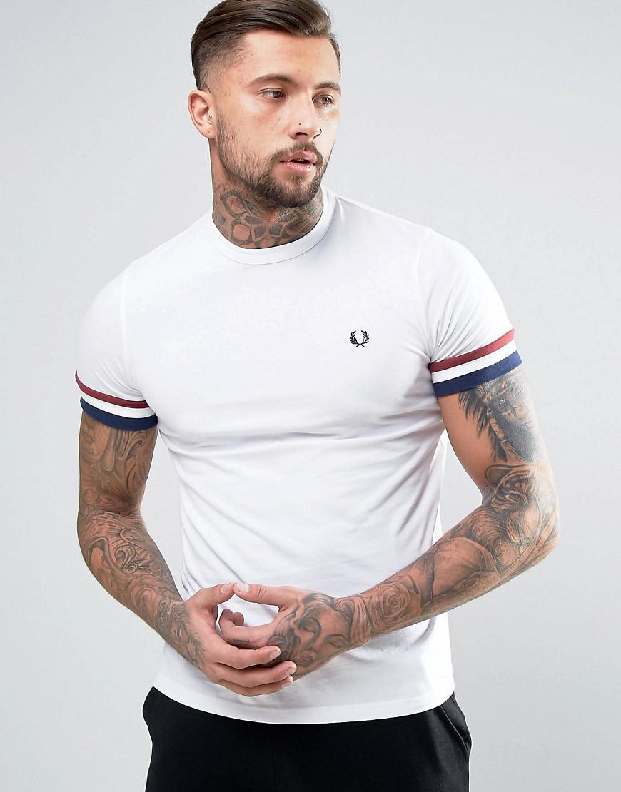 Fred perry striped cuff t shirt Clearance
