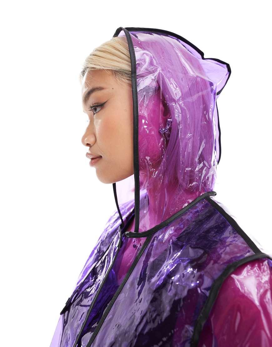 Brave Soul Clear Festival Rain Mac in Purple Lyst UK