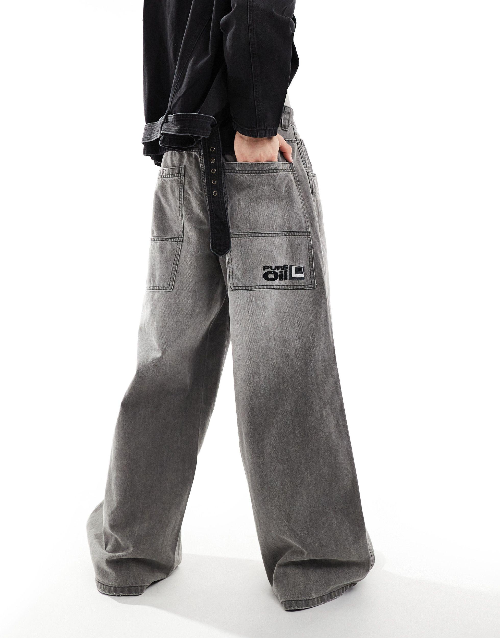 Bershka Mega Baggy Fit Jeans in Gray for Men Lyst