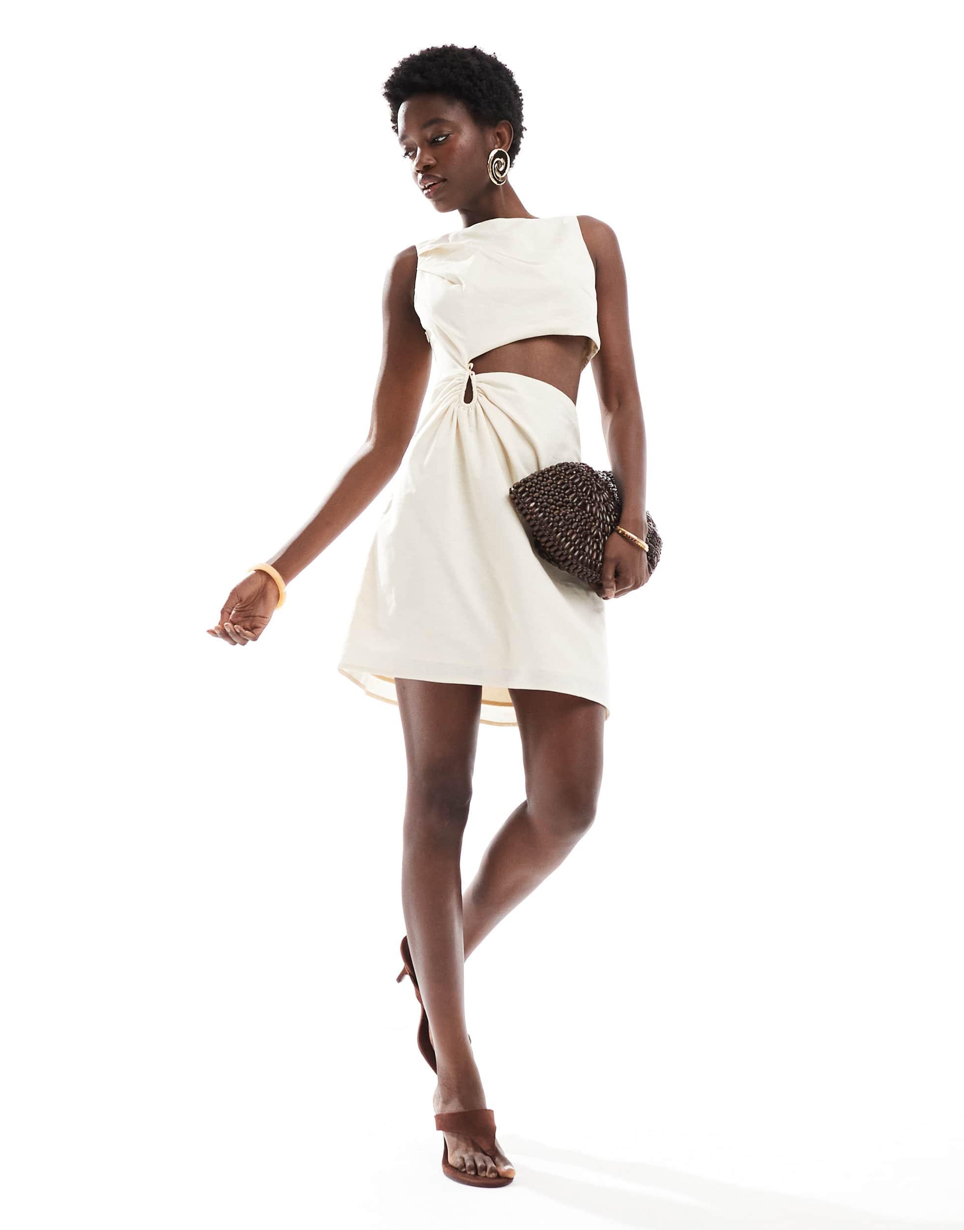 4th & Reckless Exclusive Contains Linen Cut Out Metal Hardware Mini Dress in White | Lyst 4th & Reckless Exclusive Contains Linen Cut Out Metal Hardware Mini Dress in White | Lyst