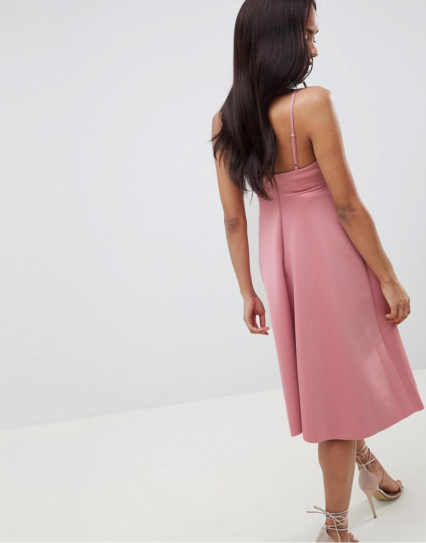 asos design scuba cami prom midi dress