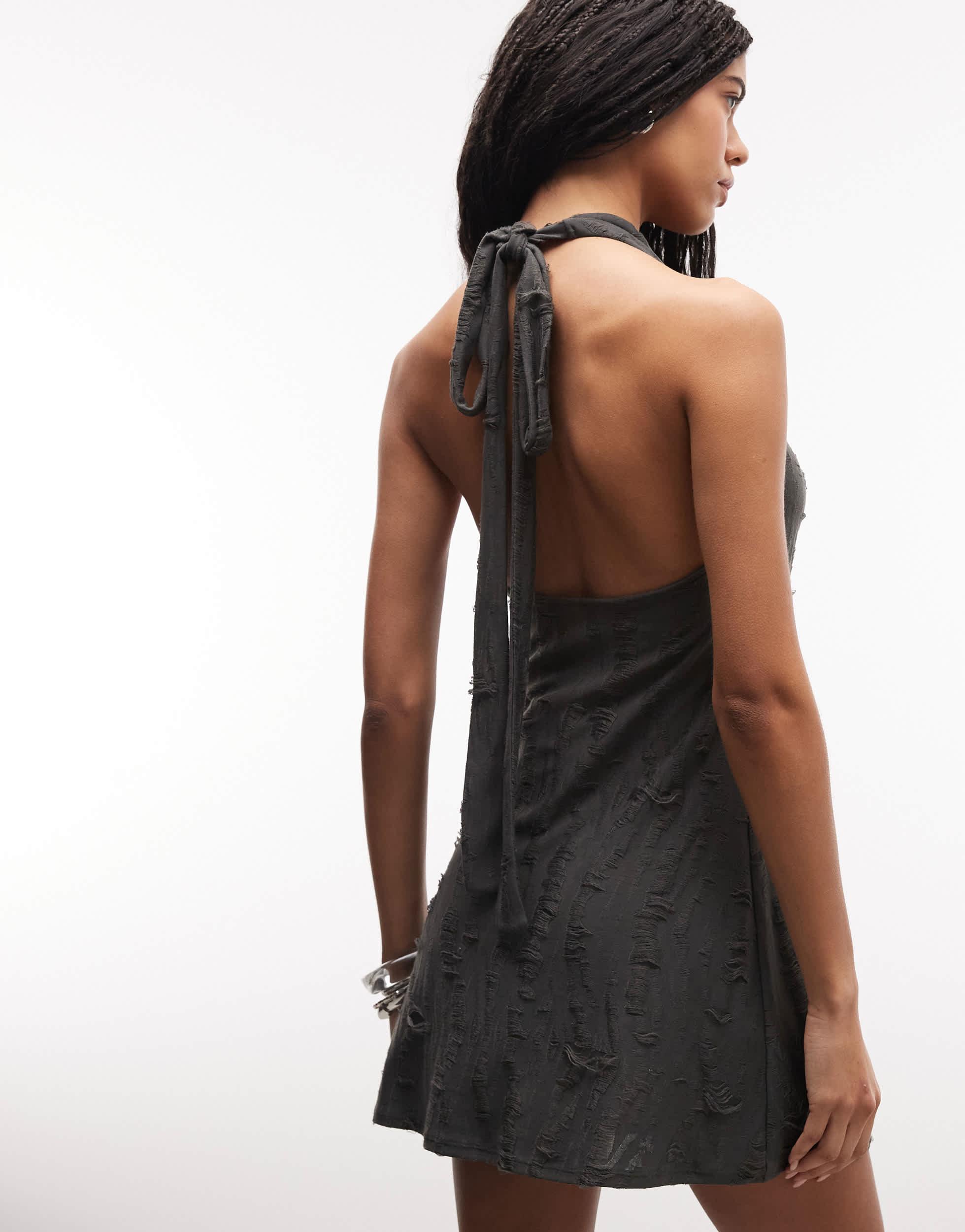Weekday Drape Halter Mini Dress in Natural | Lyst Weekday Drape Halter Mini Dress in Natural | Lyst