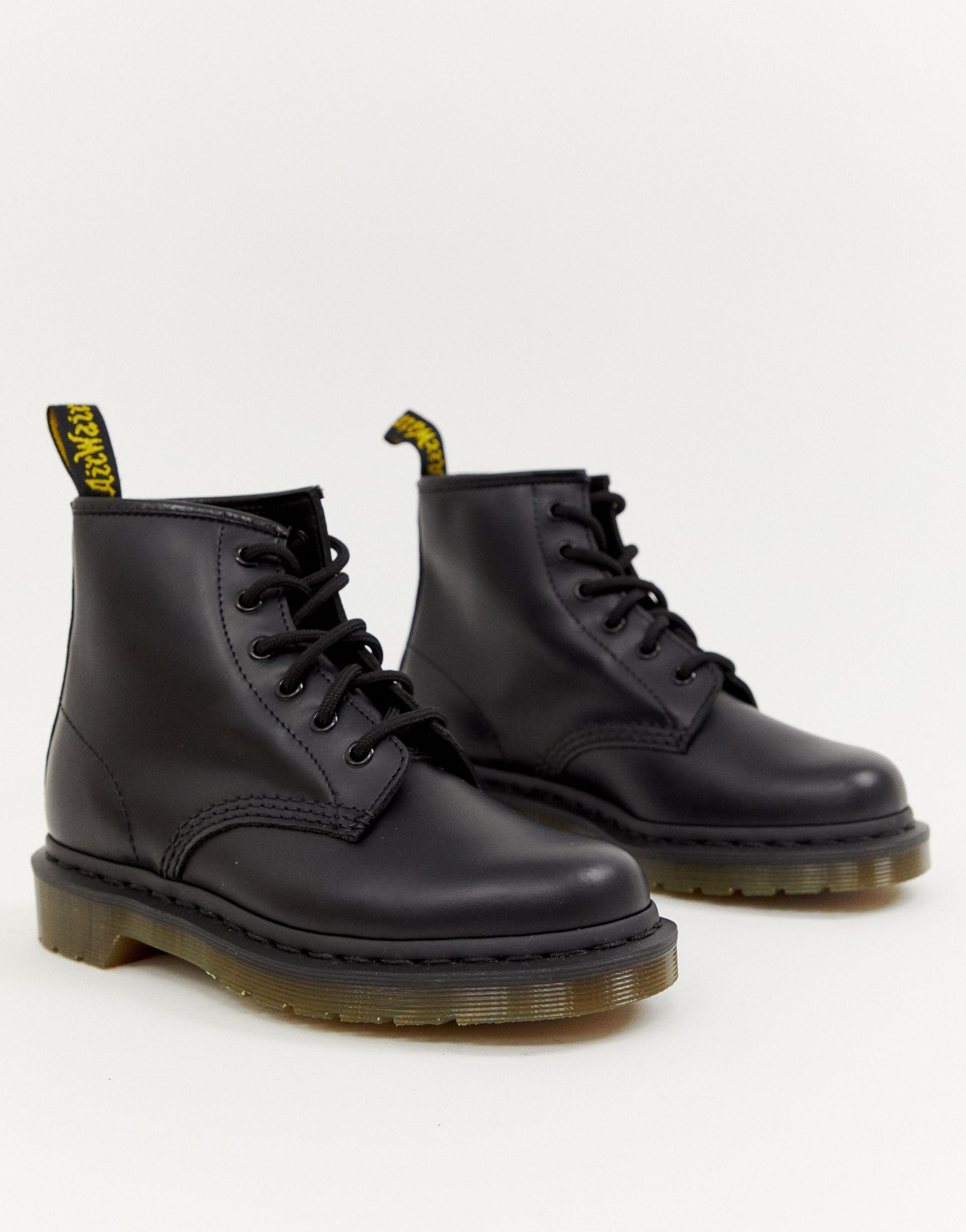 dr martens 101 6 eye leather boots in black