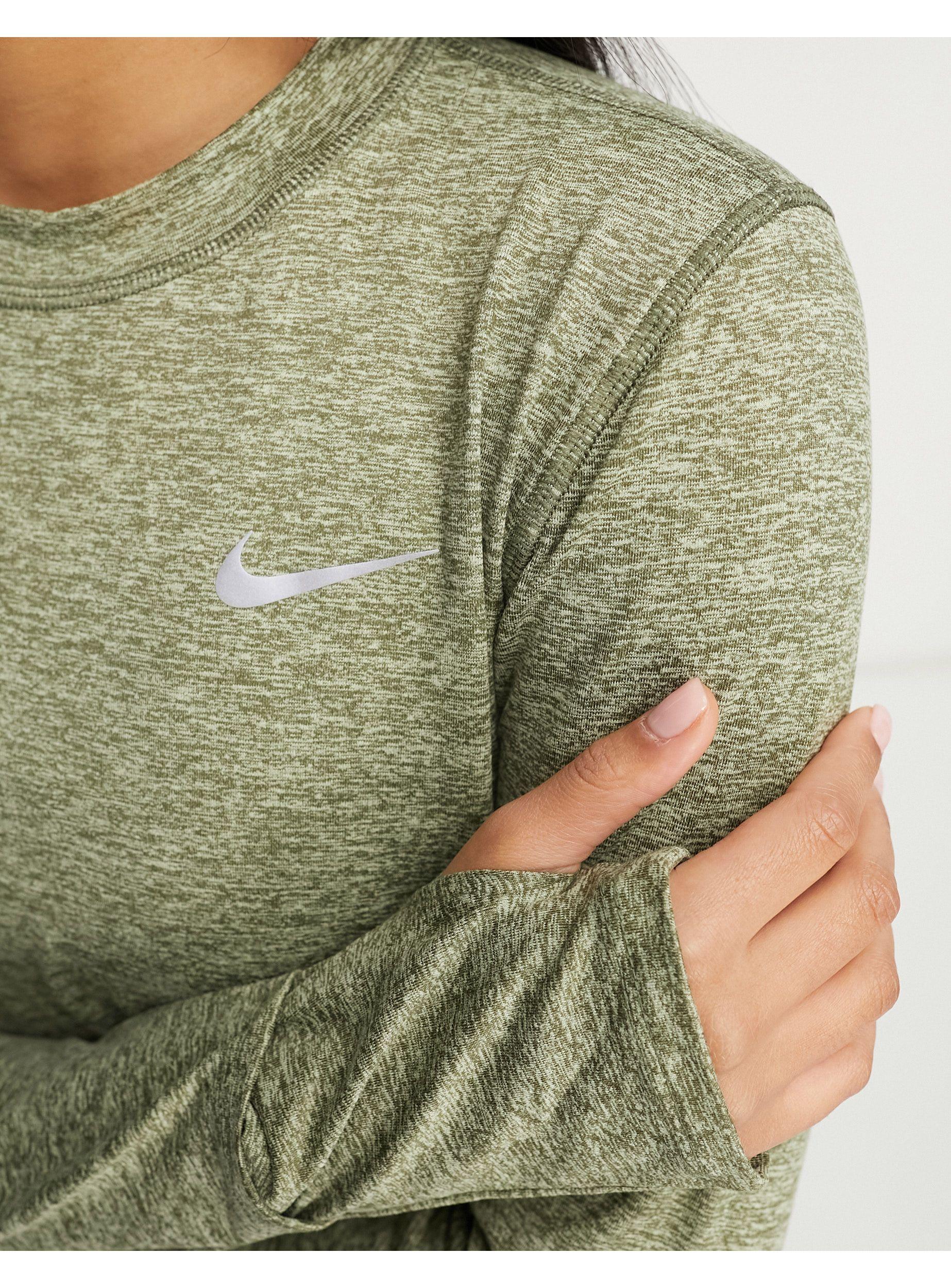 Nike Dri-fit Long Sleeve Top in Green | Lyst