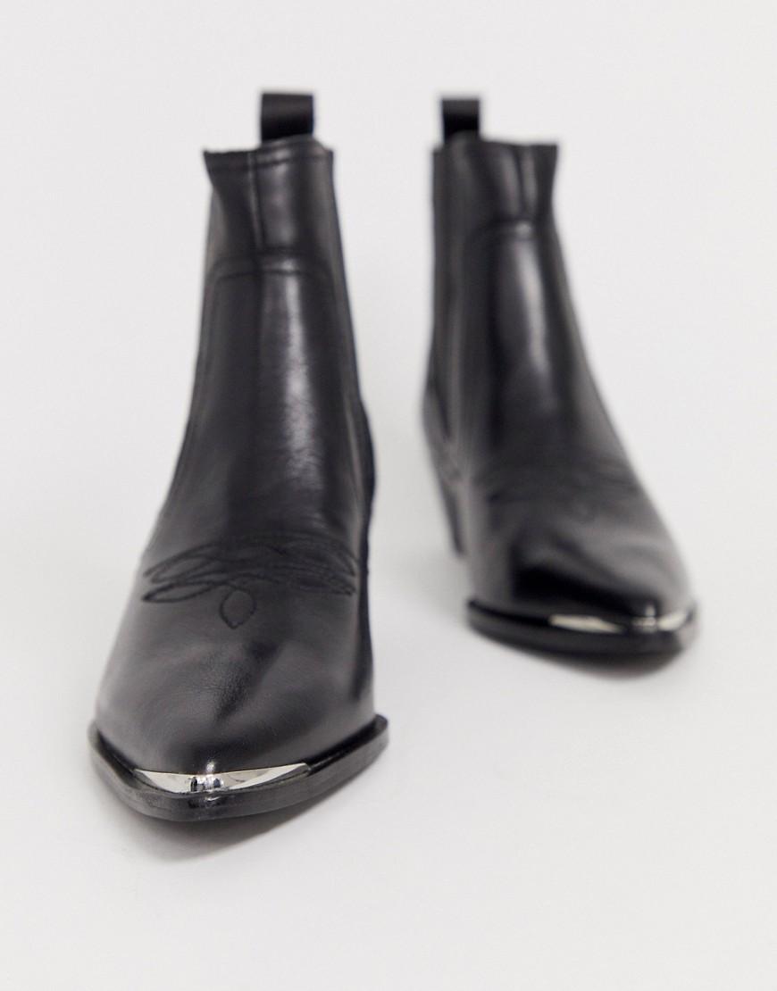 Mango leather western chelsea boot in black clearance