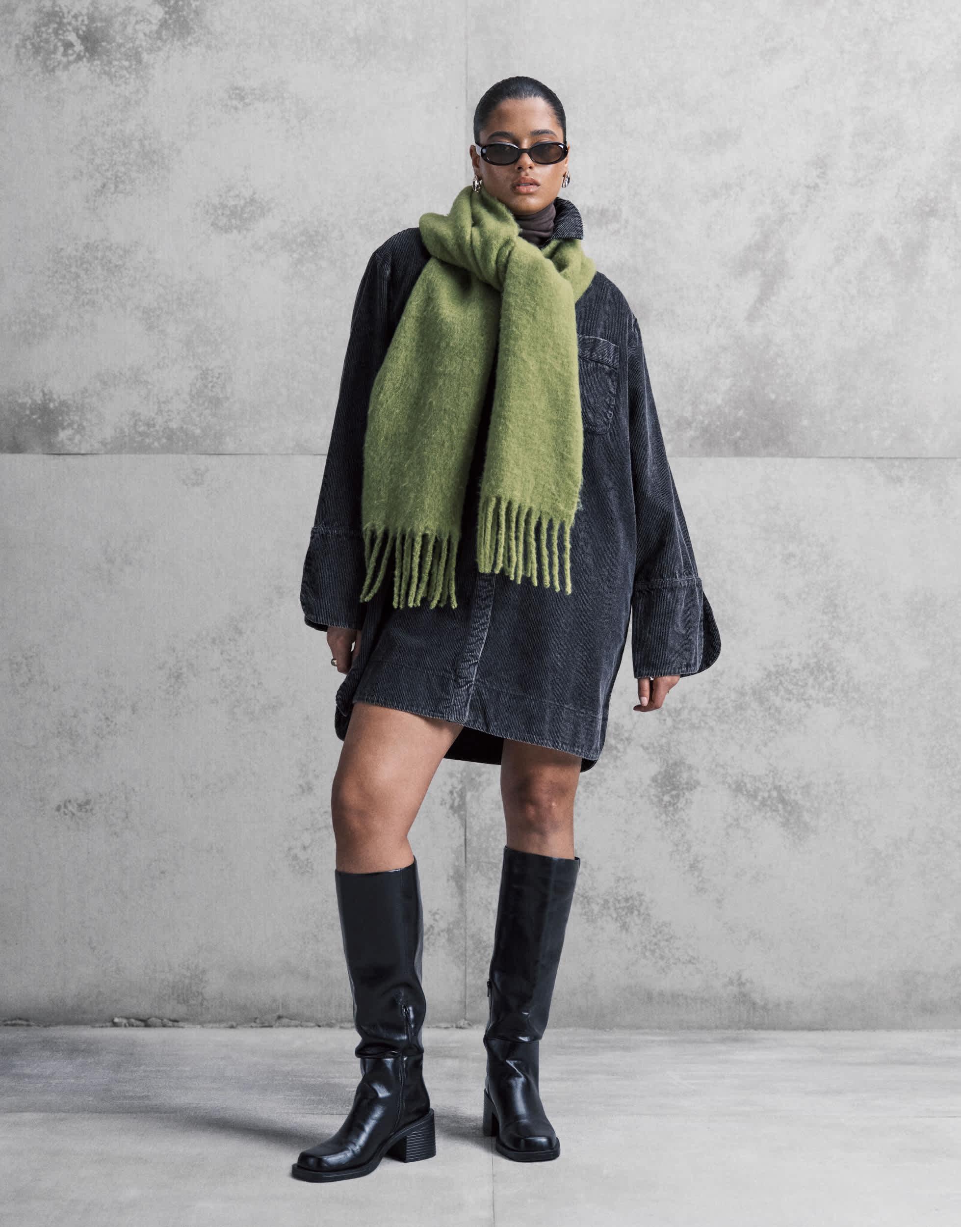 asos oversized shirt dress ASOS DESIGN oversized maxi shirt dress in olive green