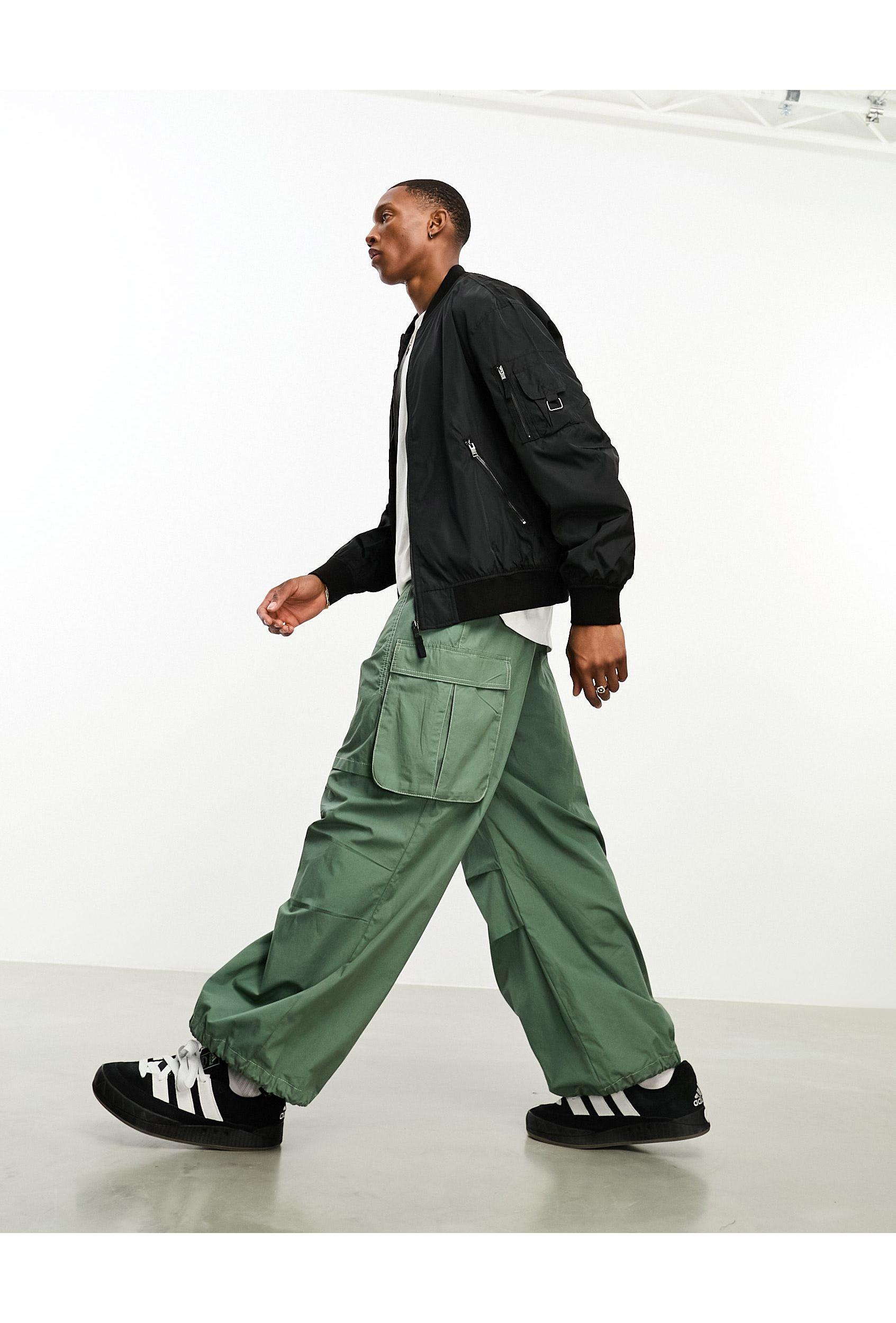 Bershka Nylon Utility Jacket in Green for Men | Lyst