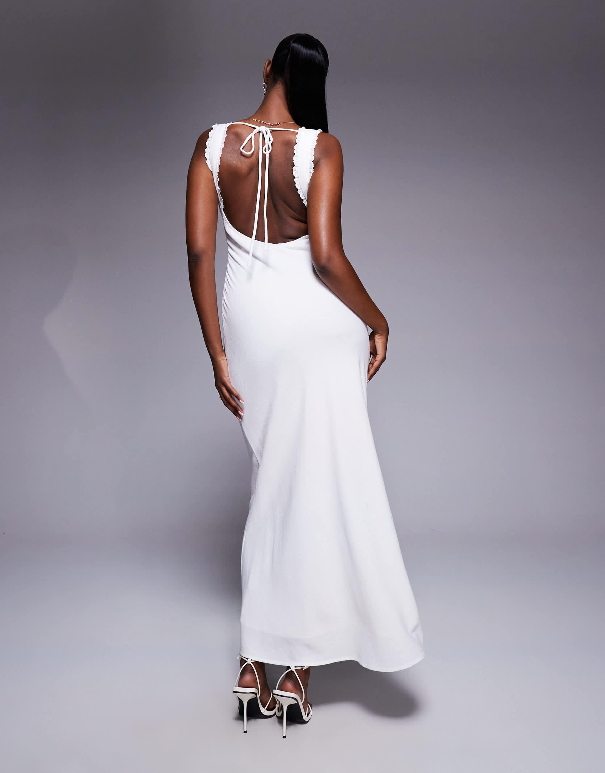 open lace back dress Beyond Linen Blend Mini Dress White main image 0