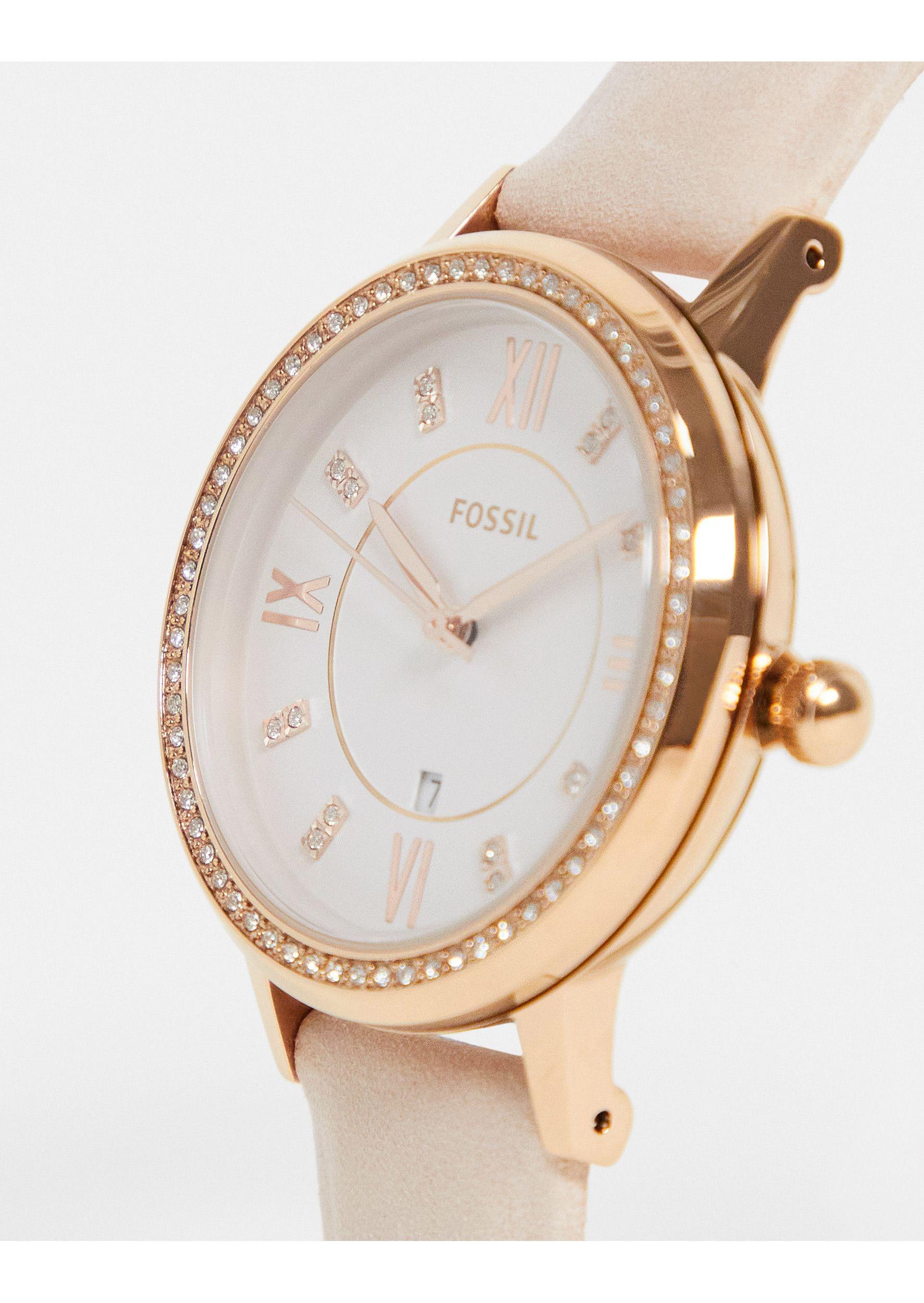 Fossil Womens Leather Watch in Pink 