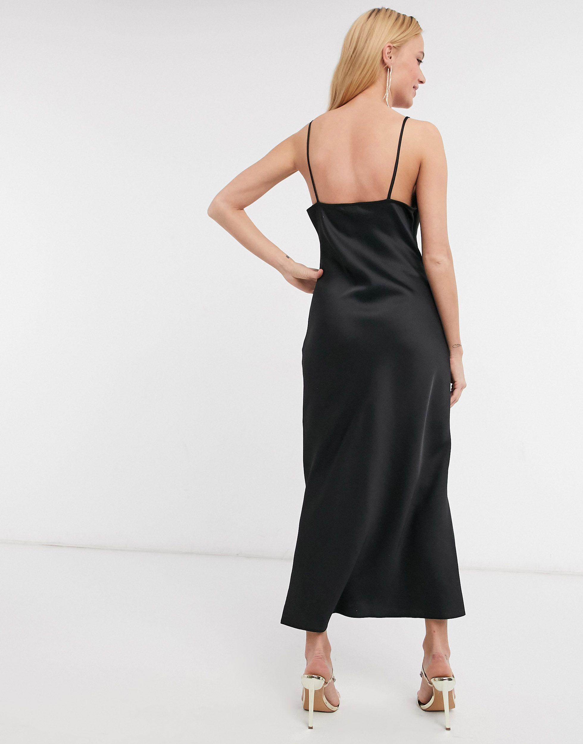 river island black satin dress