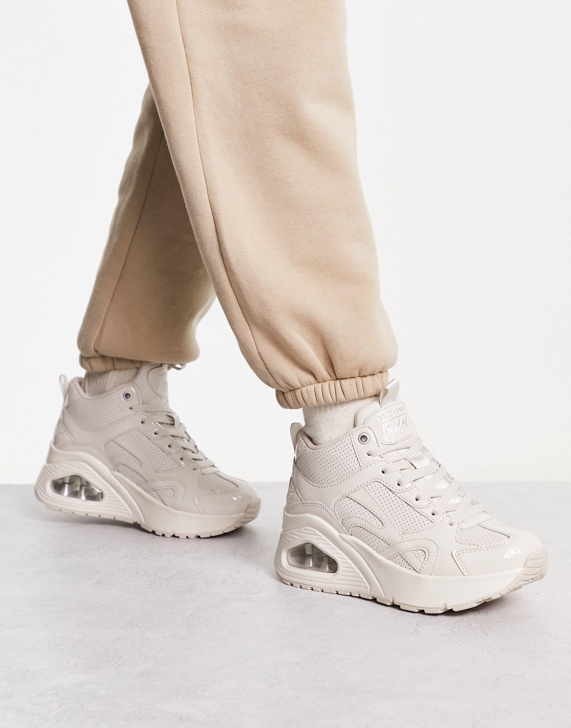 Skechers Uno Hi Ava Max Chunky Sneakers in Natural | Lyst