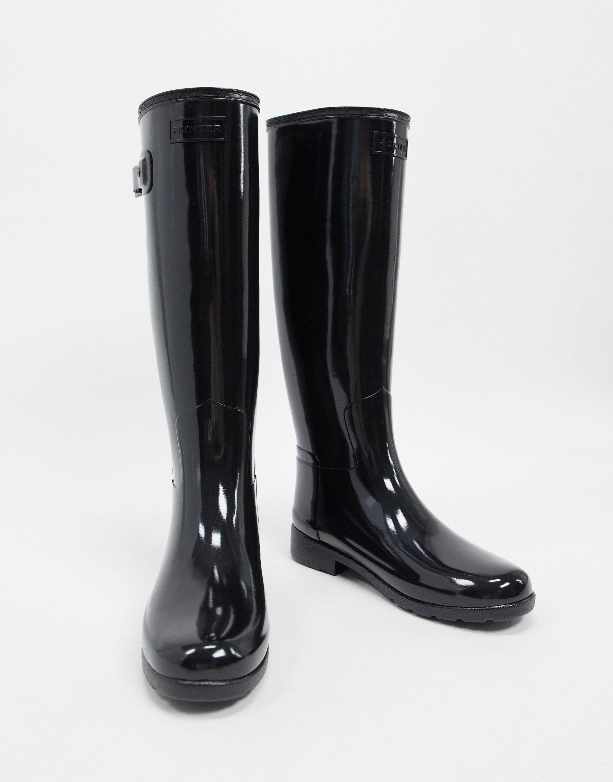 hunter original refined black gloss chelsea wellington boots