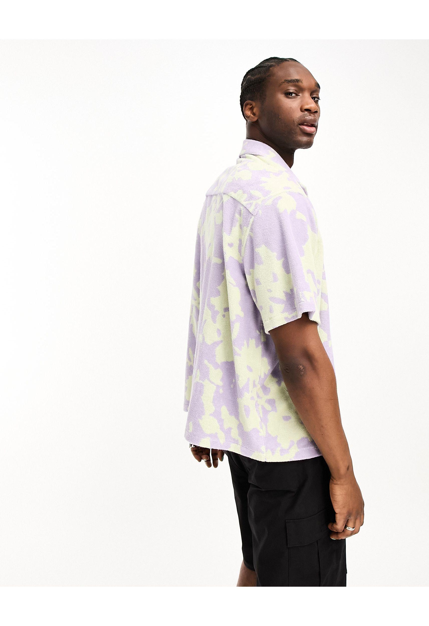 ASOS Design Boxy Oversized Revere Shirt with Griffin Placement print-Green