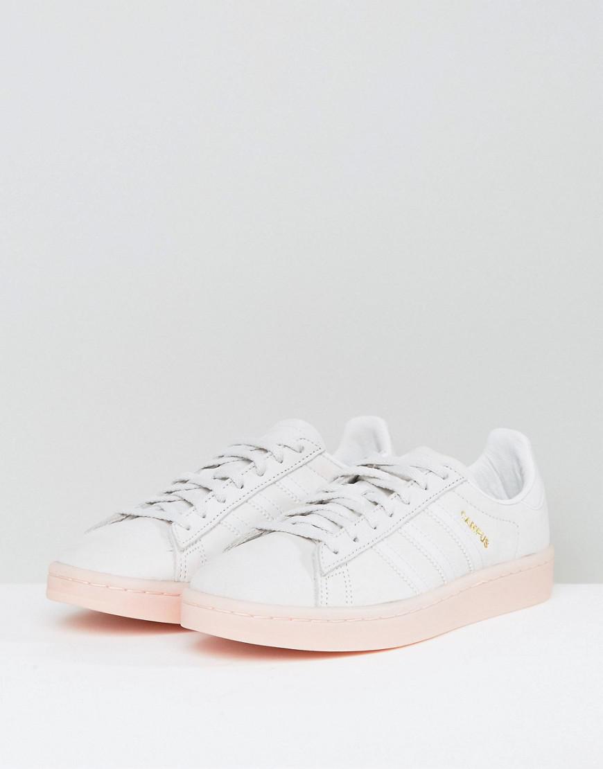 adidas Originals Leather Originals Campus Sneaker In Pale Grey With Pink  Sole in White - Lyst