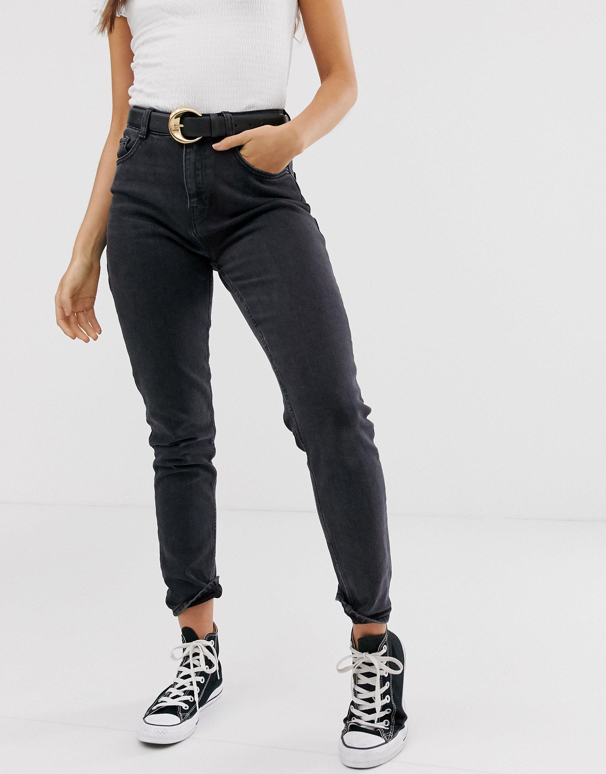 new look mom jeans black