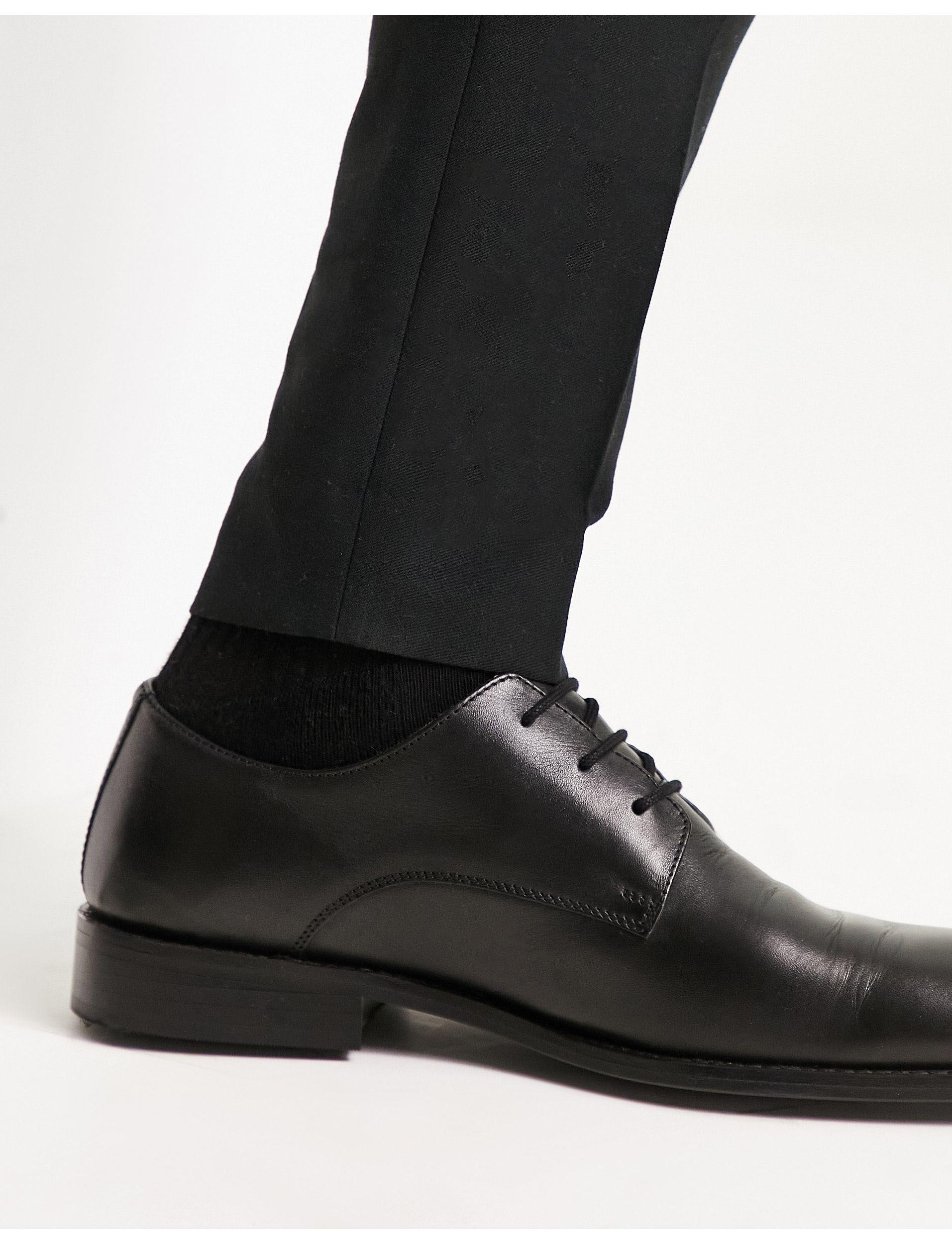 French Connection Leather Formal Derby Shoes in Black for Men | Lyst