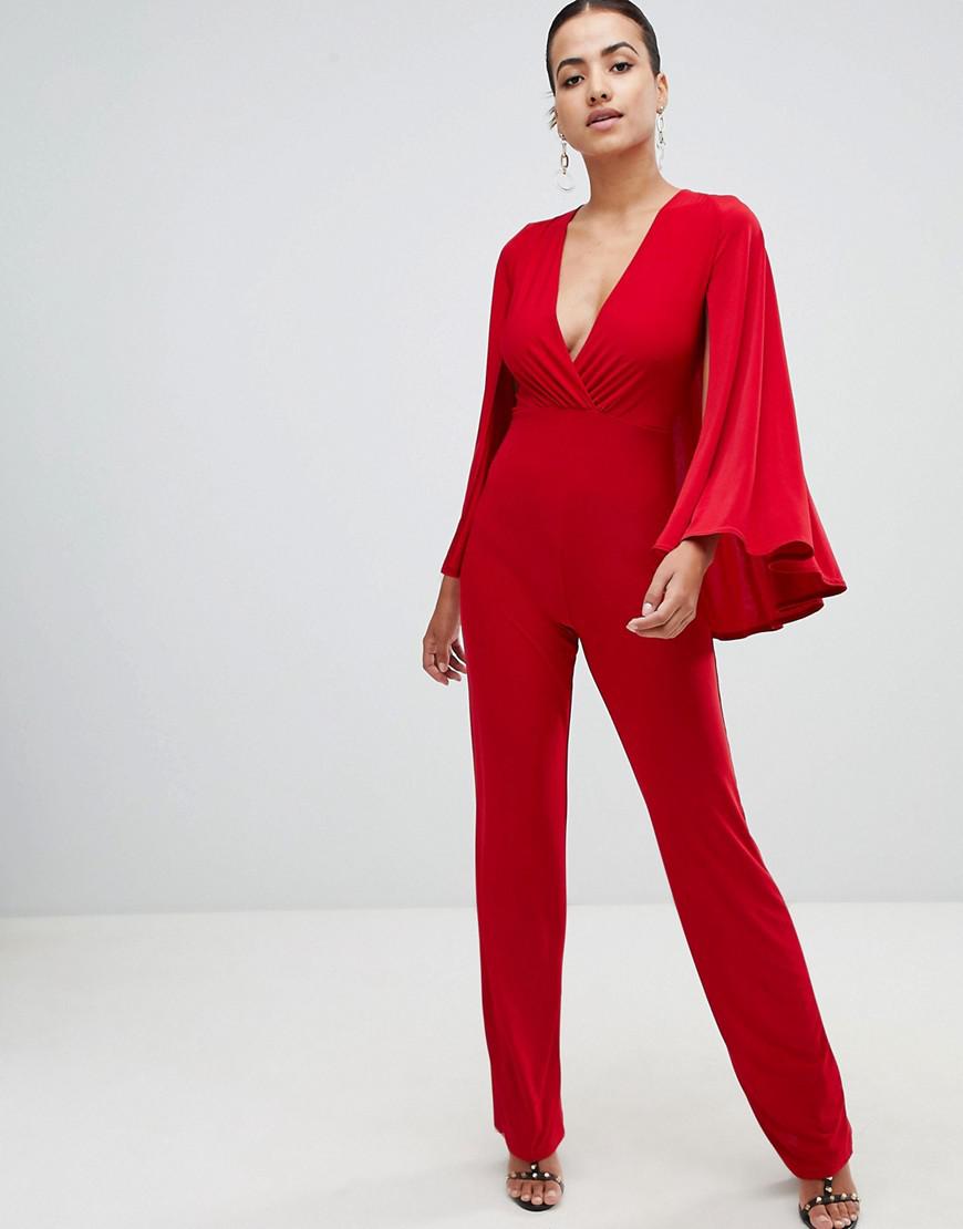 red cape jumpsuit